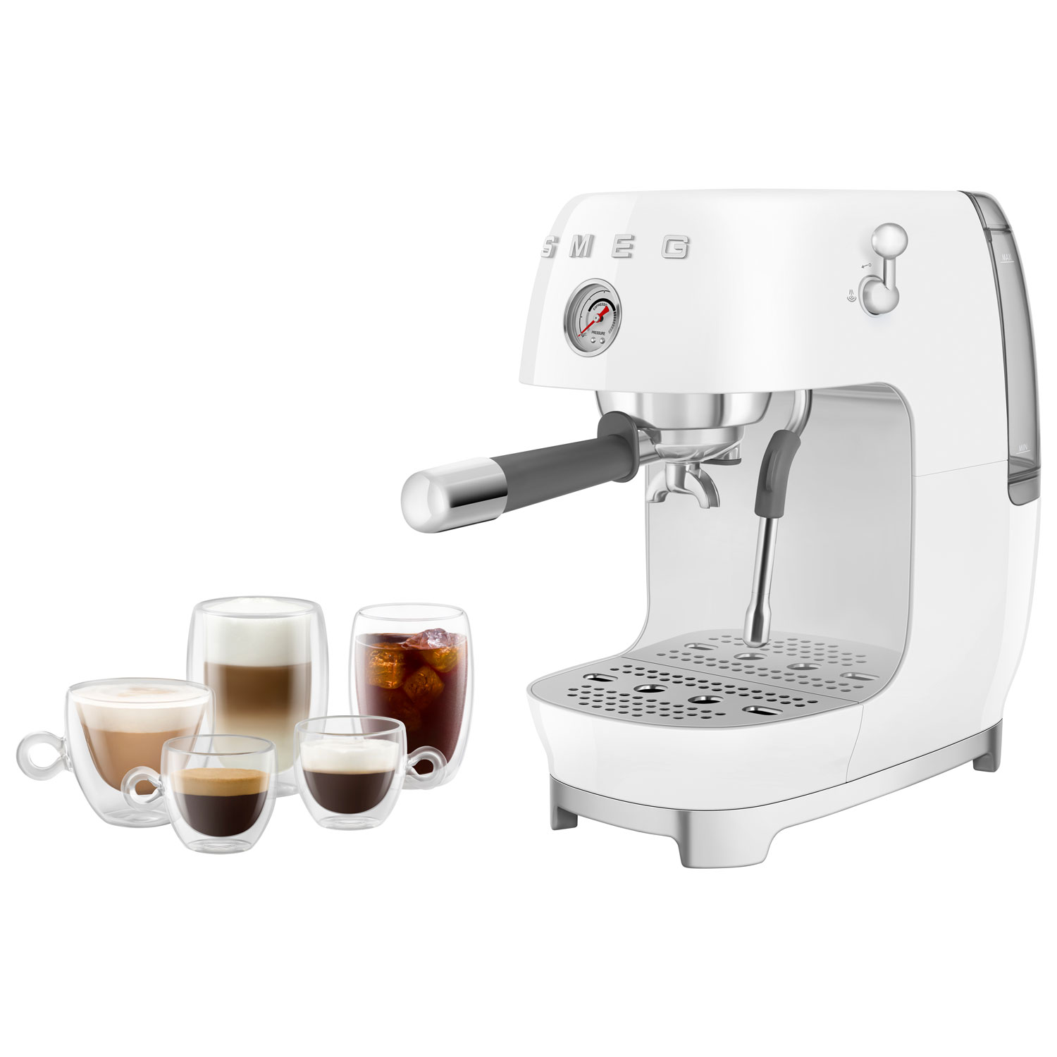 Smeg Manual Espresso Machine with Cold Brew - White