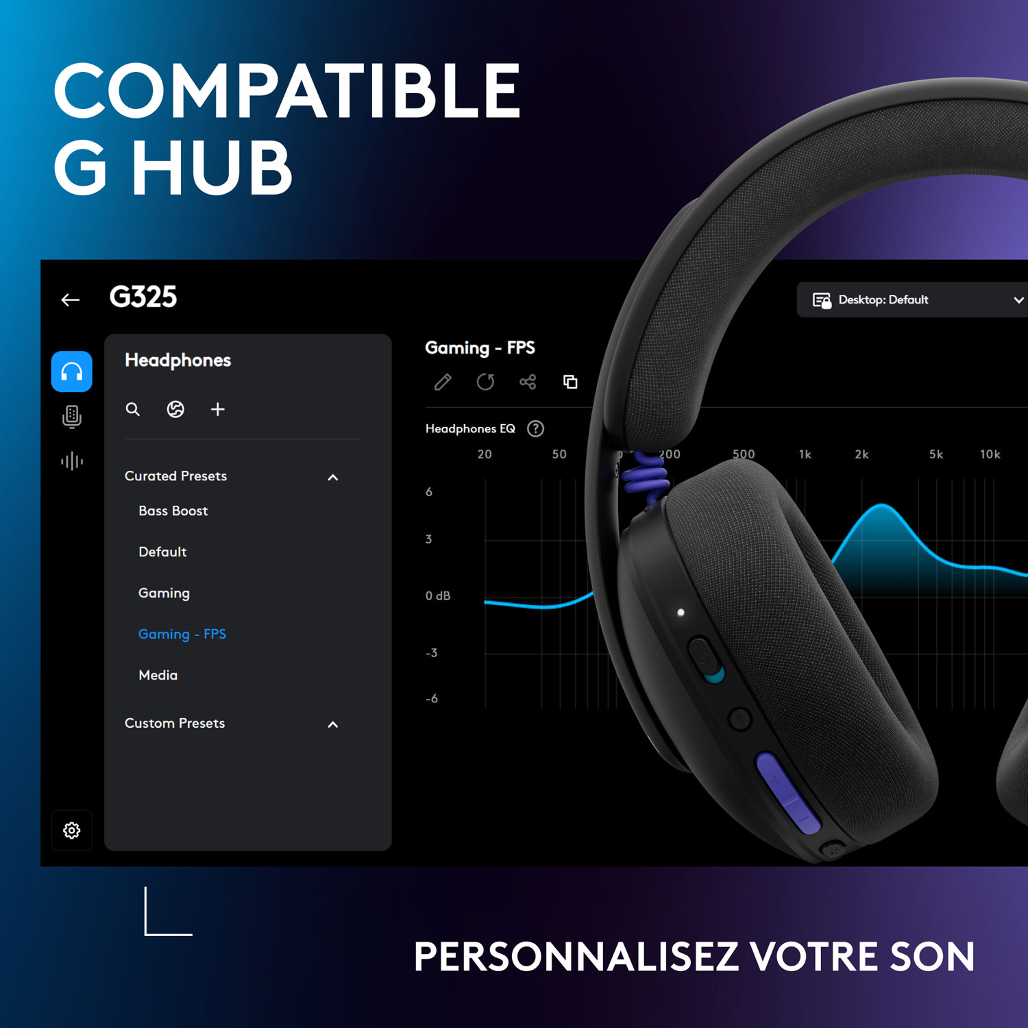 Casque de jeu sans fil G325 LIGHTSPEED de Logitech - Noir