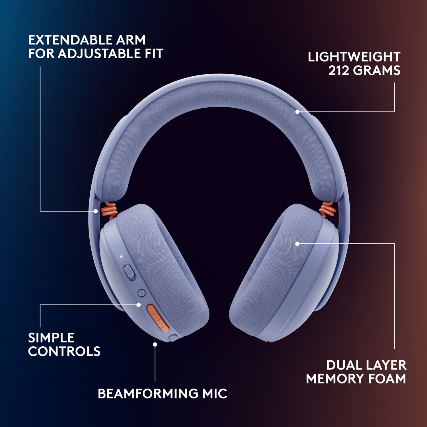 Casque de jeu sans fil G325 LIGHTSPEED de Logitech - Lilas