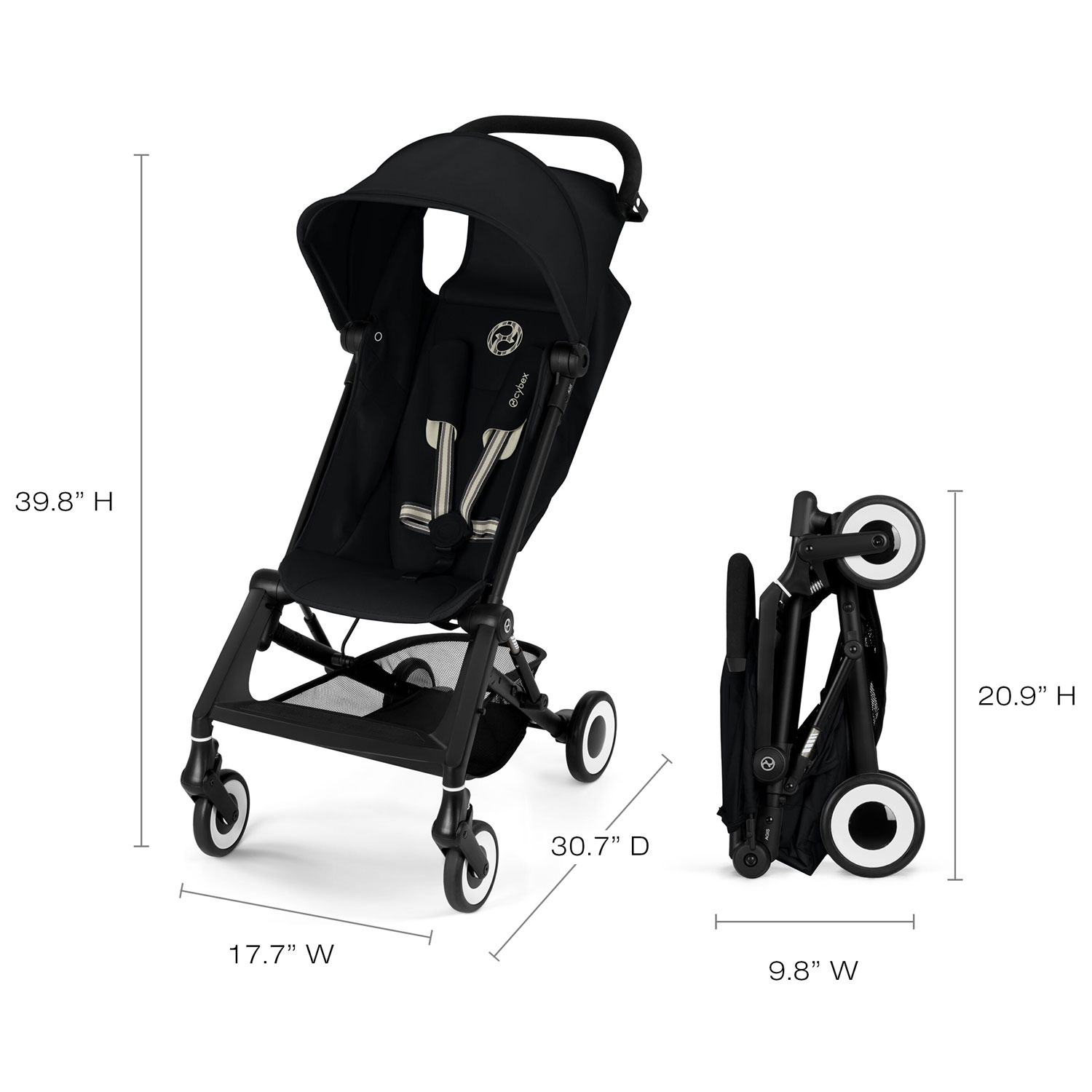 Cybex Agis Ultra-Compact Travel Stroller - Magic Black