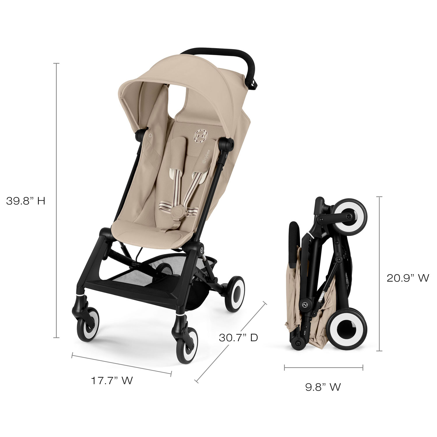 Cybex Agis Ultra-Compact Travel Stroller - Almond Beige