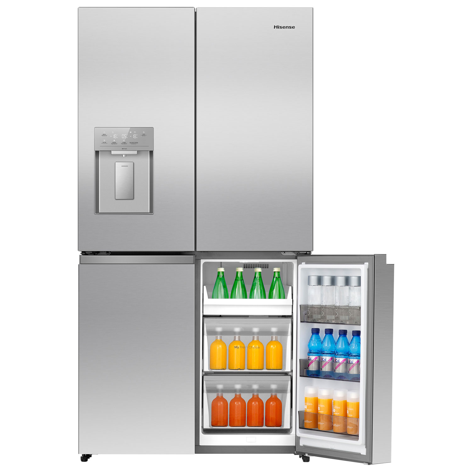 Réfrigérateur à deux portes 22,7 pi³ 36 po avec distributeur d'eau de Hisense - Inox