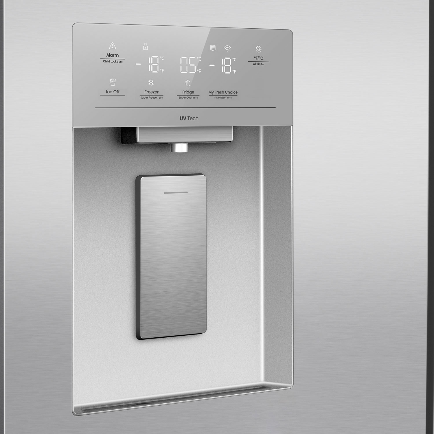 Réfrigérateur à deux portes 22,7 pi³ 36 po avec distributeur d'eau de Hisense - Inox