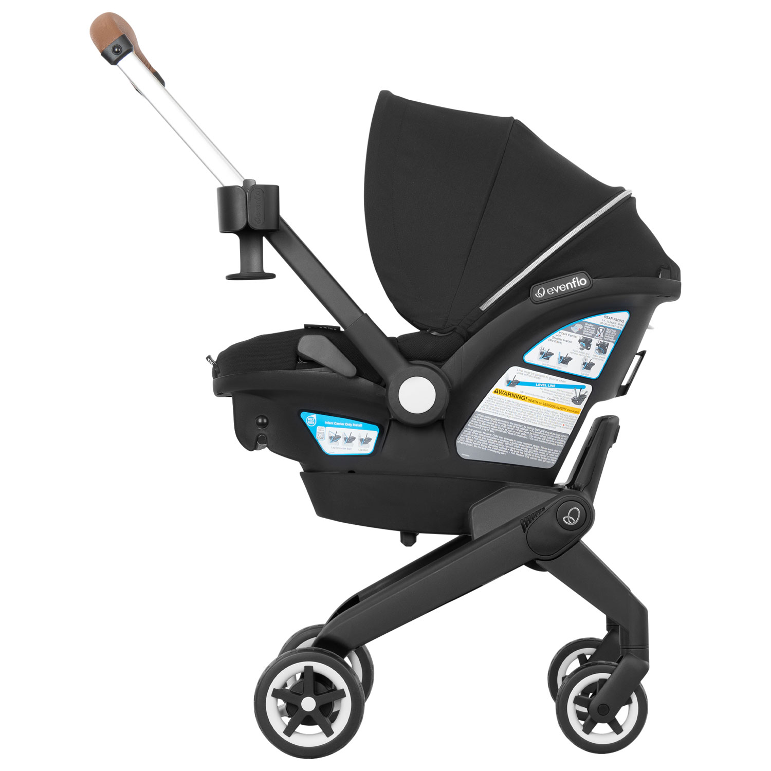Ensemble Shyft DualRide d'Evenflo avec siège d'auto pour bébé, sac de rangement et grand auvent - Noir Jasper