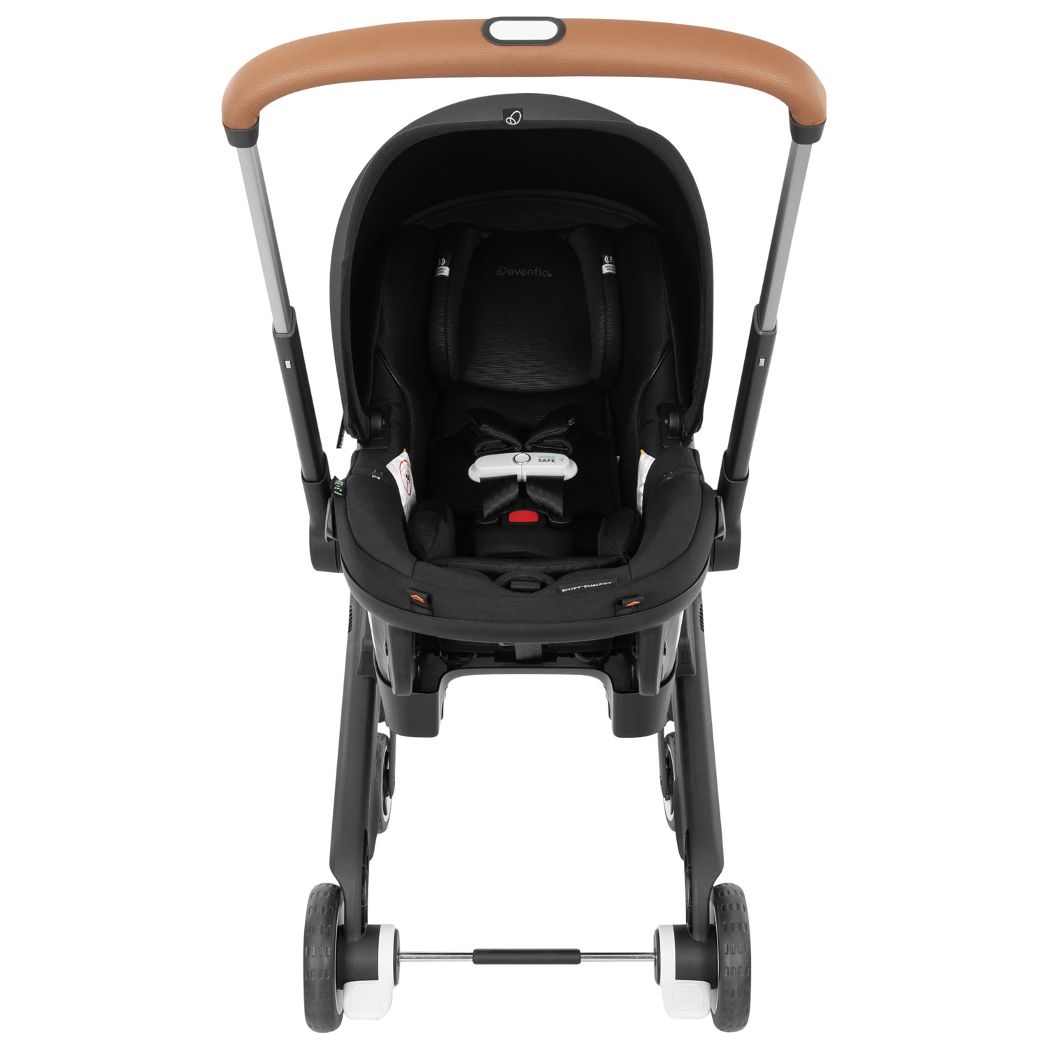 Ensemble Shyft DualRide d'Evenflo avec siège d'auto pour bébé, sac de rangement et grand auvent - Noir onyx