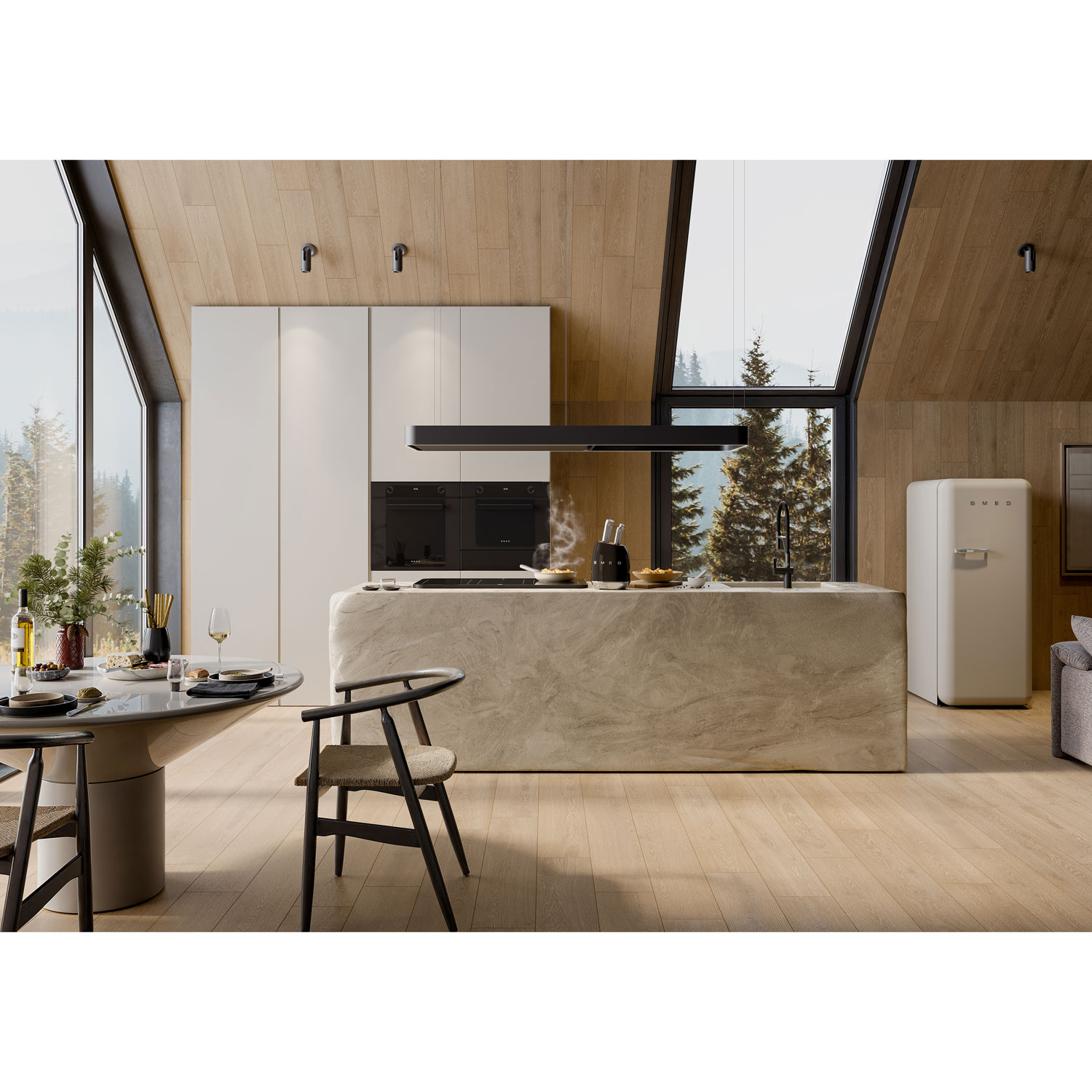 Ensemble porte-couteaux avec 6 couteaux en acier inoxydable de Smeg - Noir