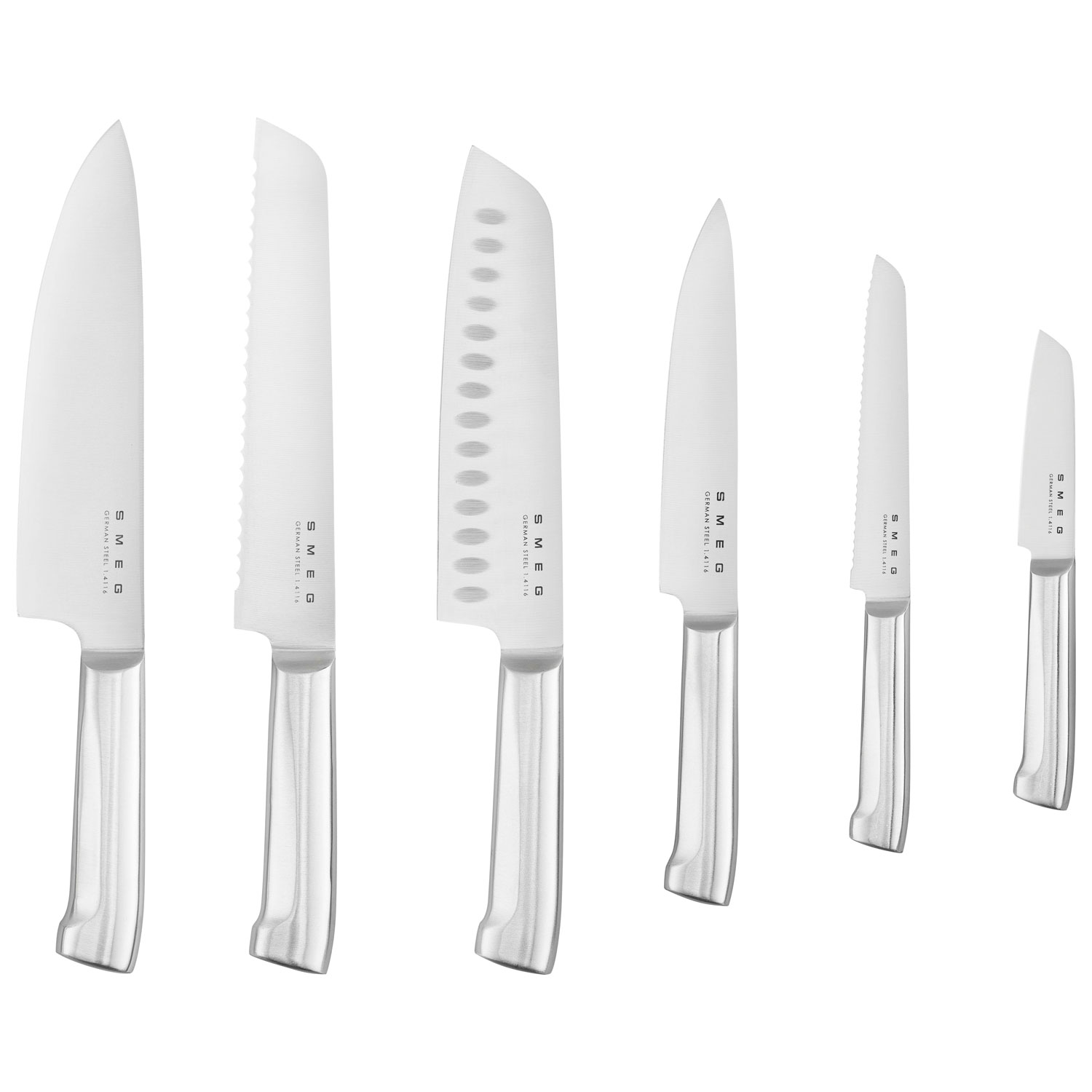 Ensemble porte-couteaux avec 6 couteaux en acier inoxydable de Smeg - Blanc