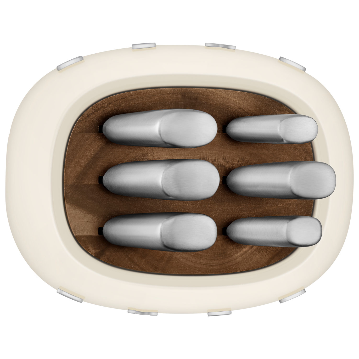 Ensemble porte-couteaux avec 6 couteaux en acier inoxydable de Smeg - Crème