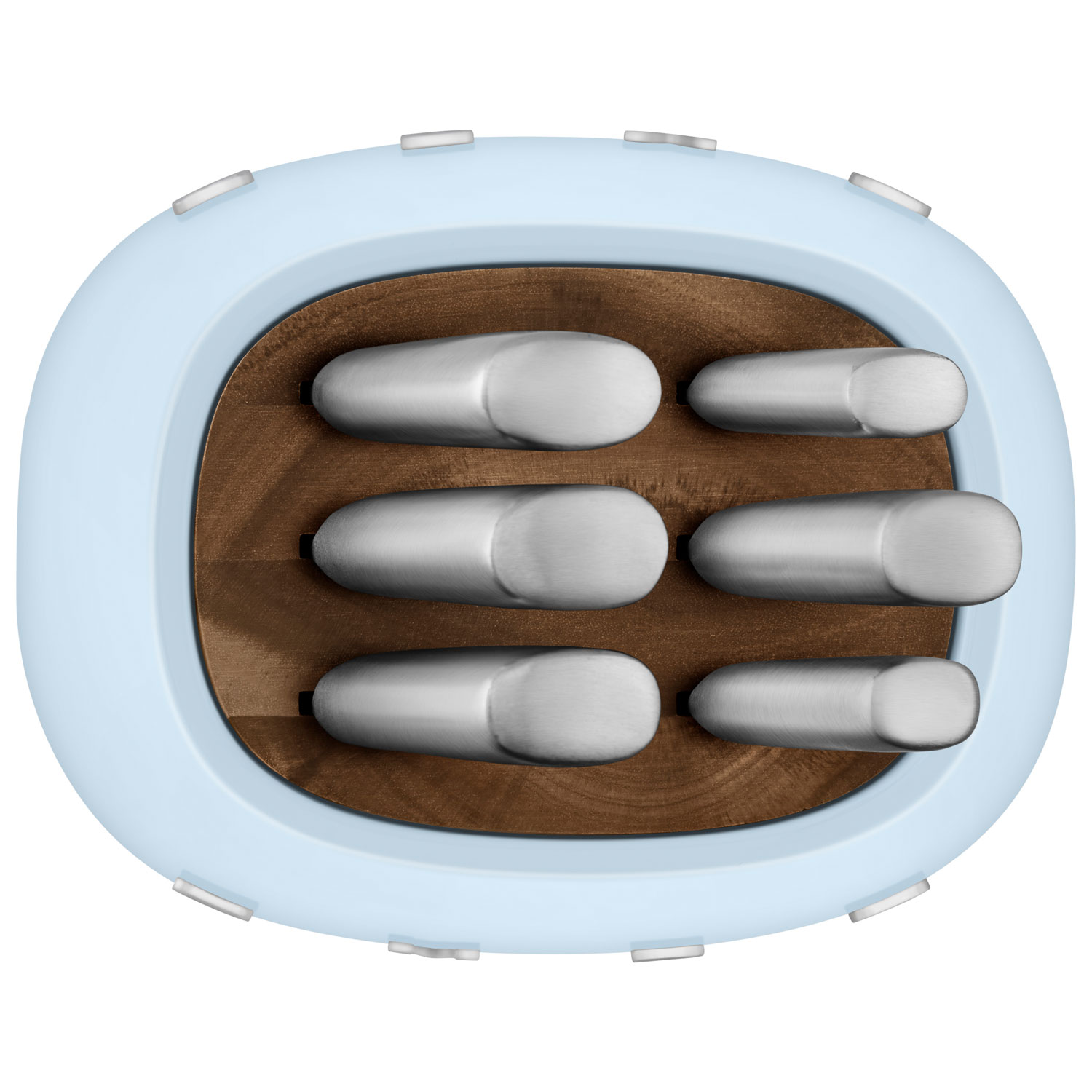 Ensemble porte-couteaux avec 6 couteaux en acier inoxydable de Smeg - Bleu pastel