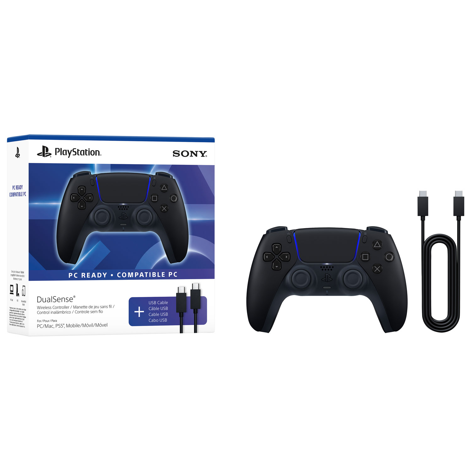 PlayStation 5 DualSense Wireless Controller with USB Cable - Midnight Black