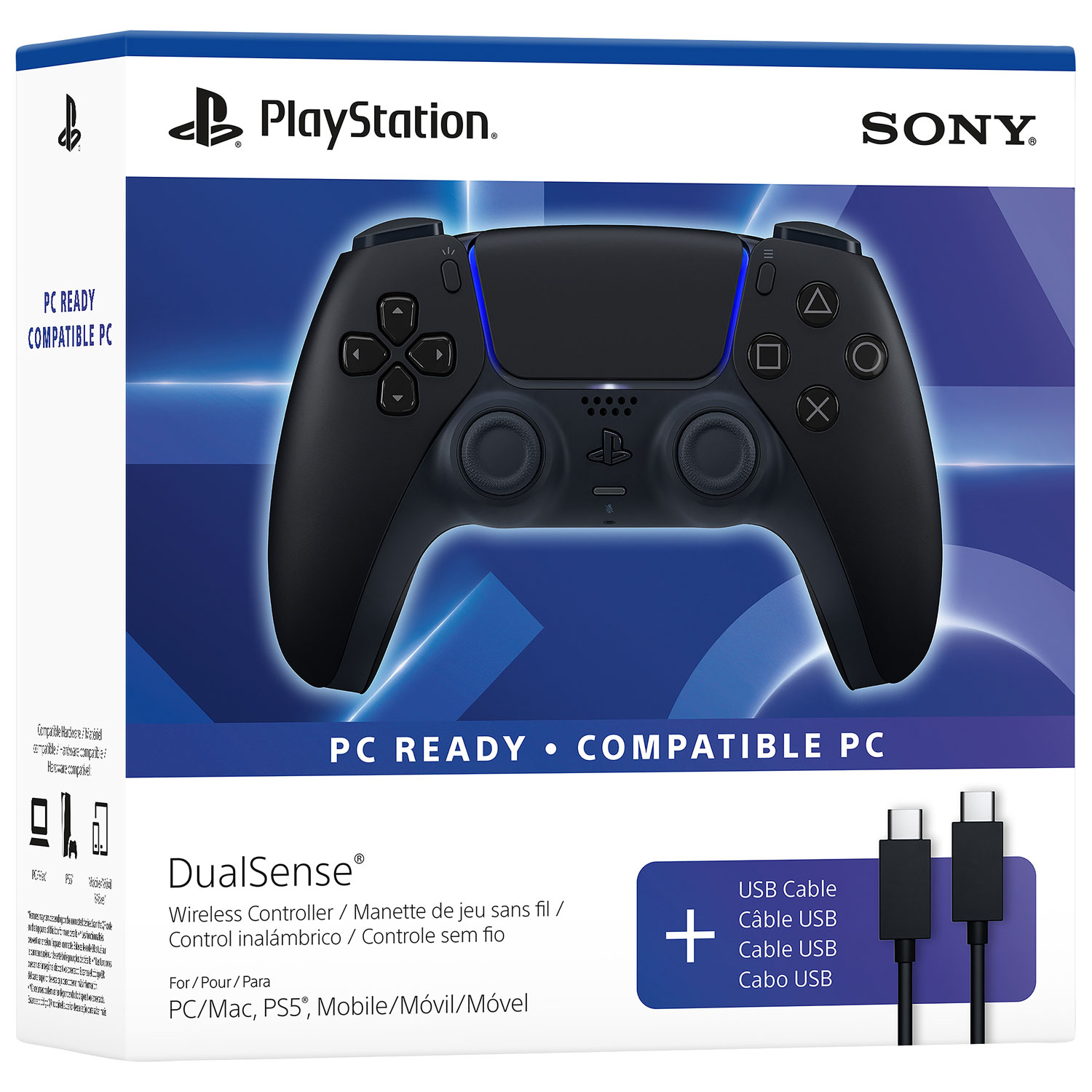 PlayStation 5 DualSense Wireless Controller with USB Cable - Midnight Black