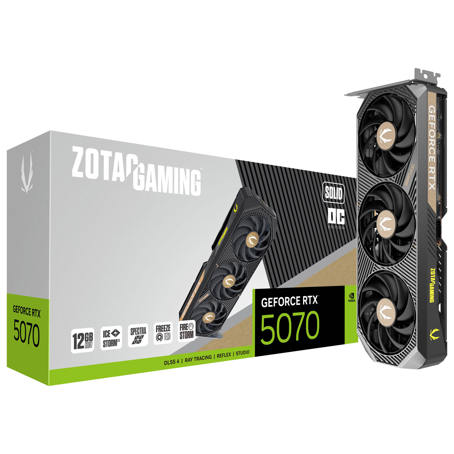 Carte graphique de jeu GeForce RTX 5070 Solid OC 12 Go GDDR7 de ZOTAC