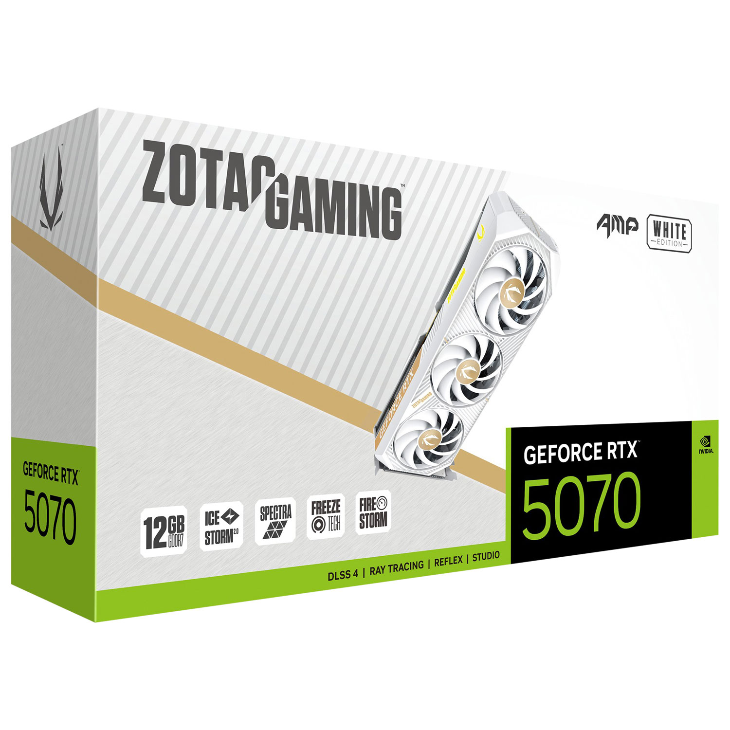 ZOTAC Gaming GeForce RTX 5070 AMP 12GB GDDR7 Video Card - White