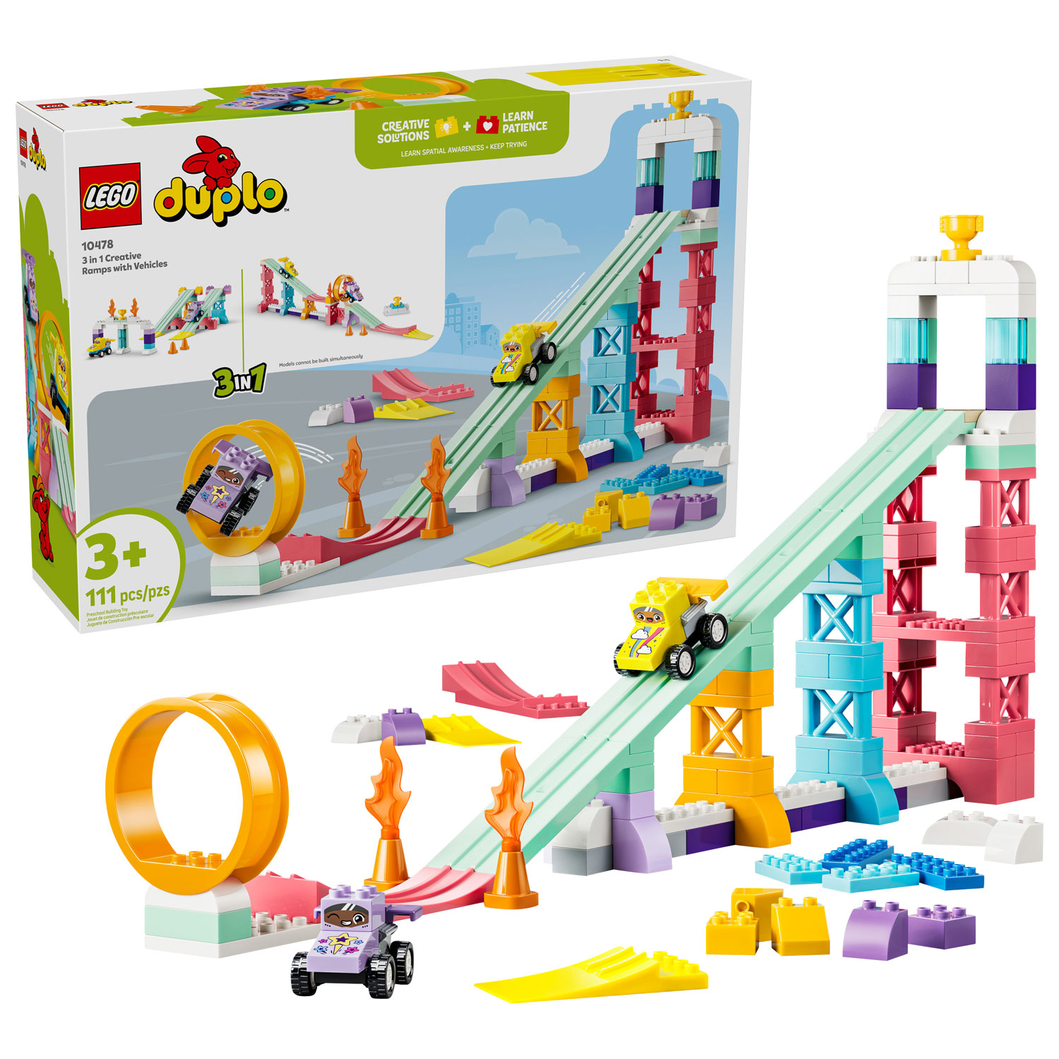 LEGO DUPLO: 3 in 1 Creative Ramps with Vehicles - 111 Pieces (10478)