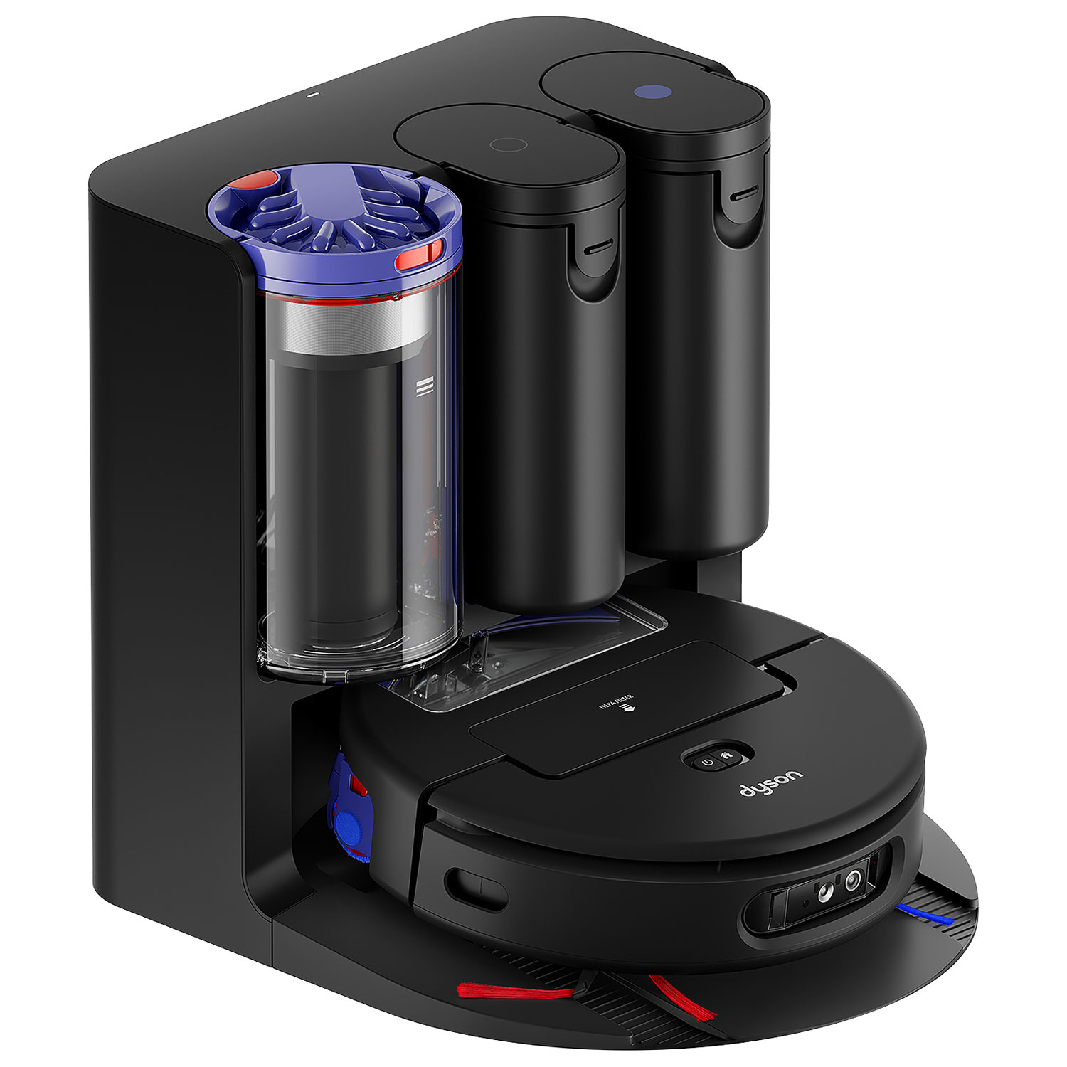 Dyson Spot+Scrub Ai Robot Vacuum & Mop for Multi-Surface with Self-Cleaning Roller, Self-Empty Dock, LiDAR, 140 min - Matte Black/Blue