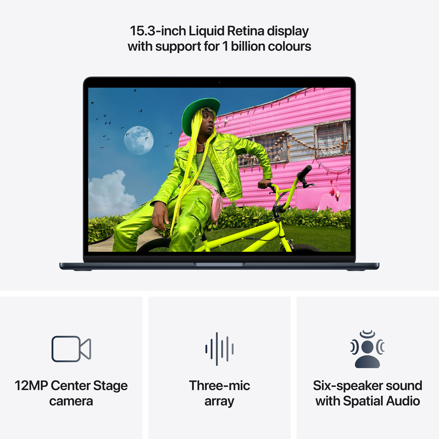 MacBook Air de 15,3 po avec Touch ID d'Apple (2026) - Minuit (M5 d