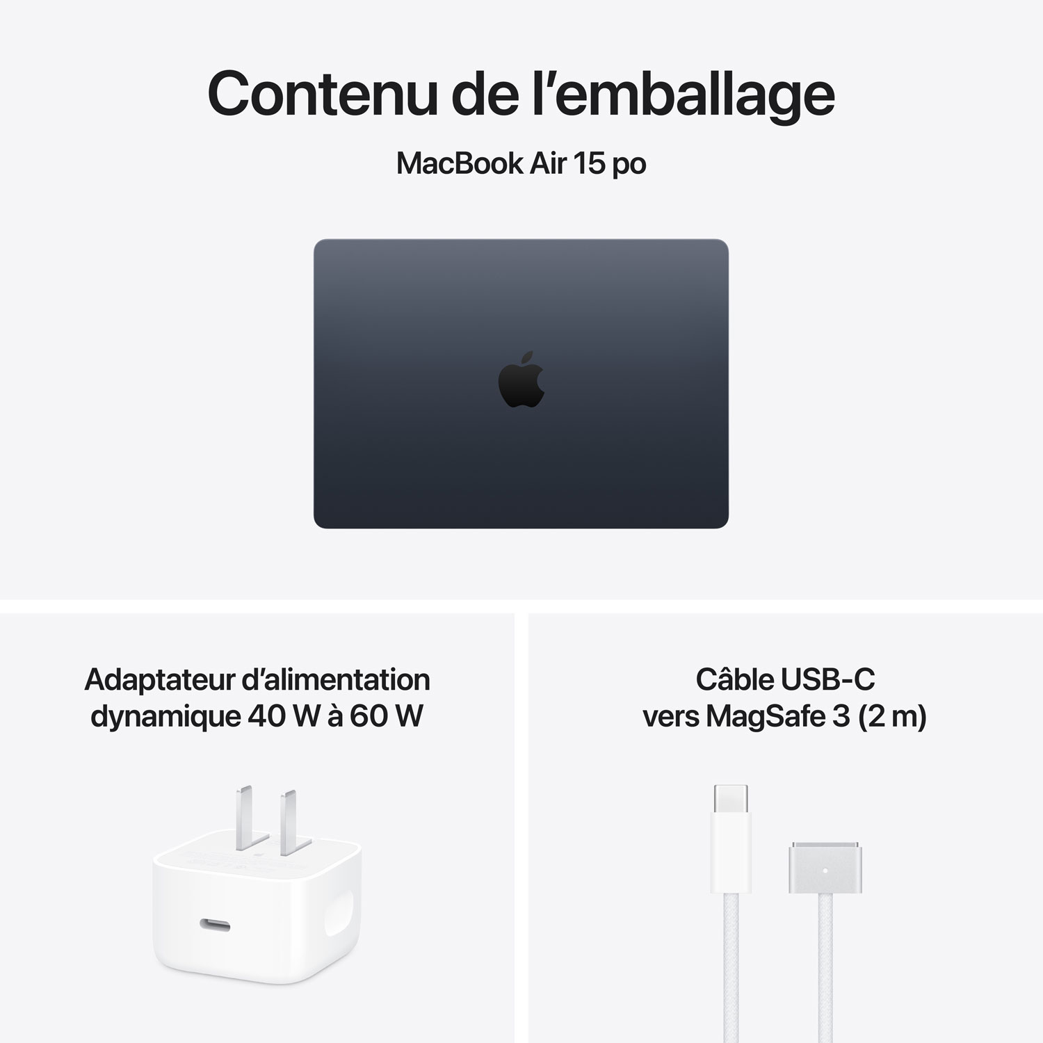 MacBook Air de 15,3 po d’Apple avec Touch ID - Minuit (M5 d’Apple / RAM 16 Go / SSD 512 Go) - Anglais