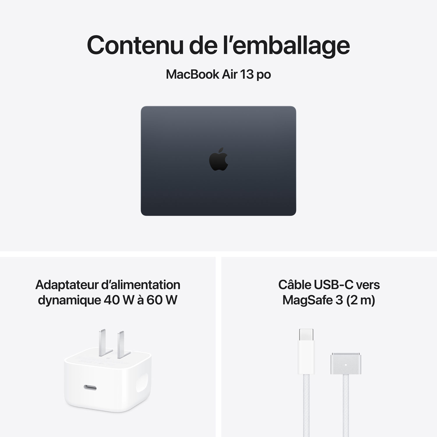 MacBook Air de 13,6 po d’Apple avec Touch ID - Minuit (M5 d’Apple / RAM 16 Go / SSD 512 Go) - Anglais