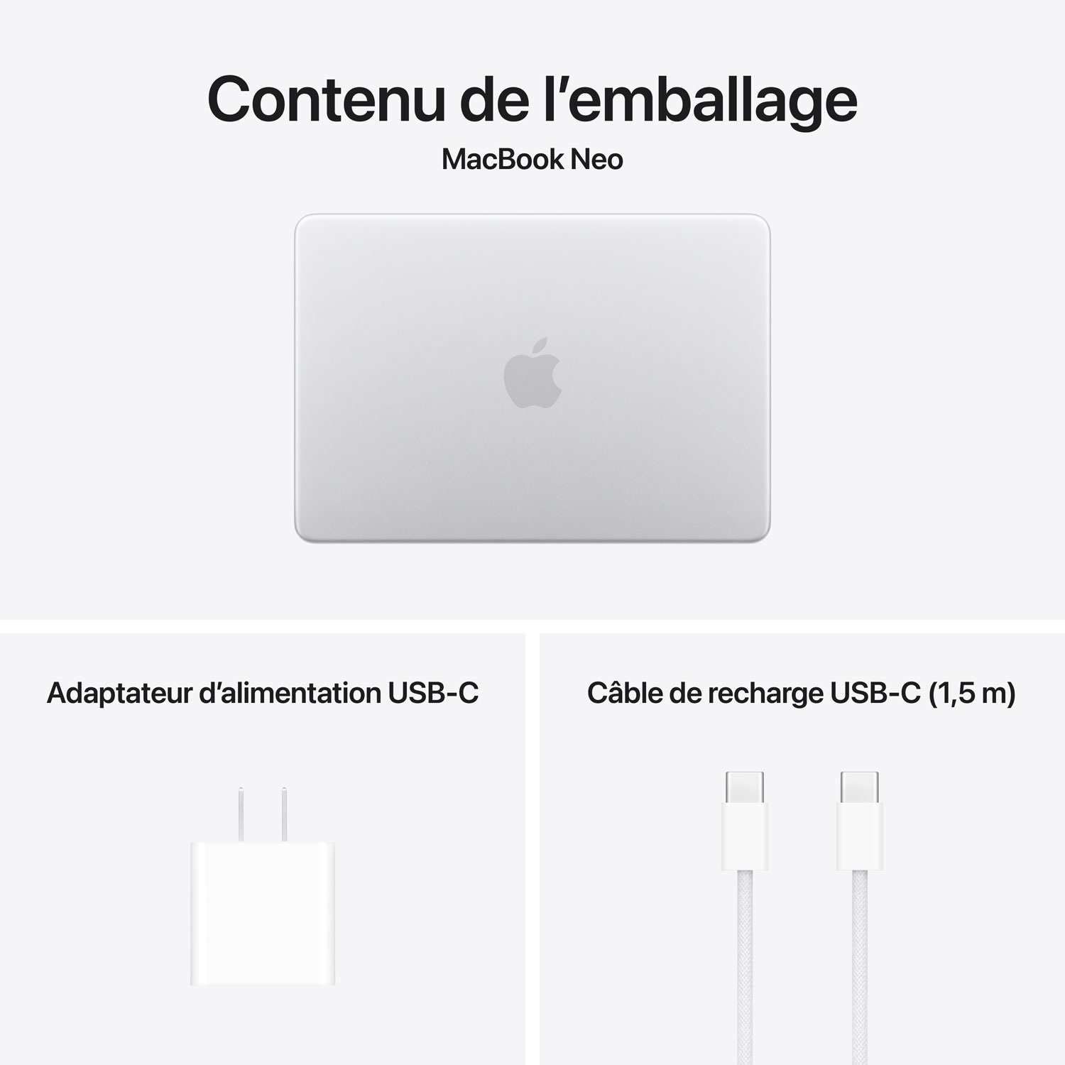 MacBook Neo de 13 po d’Apple avec Touch ID - Argent (A18 Pro d’Apple / RAM 8 Go / SSD 512 Go) - Anglais