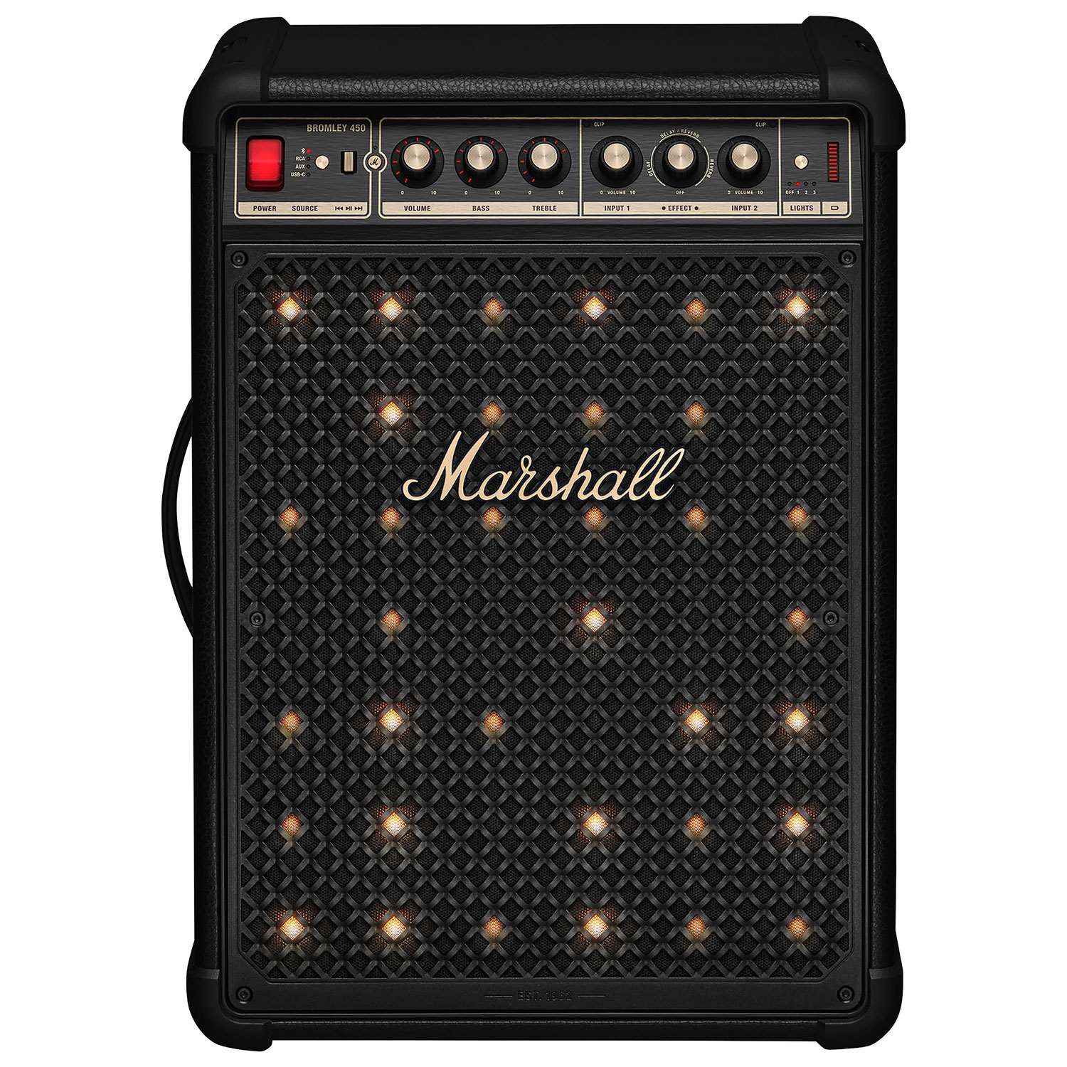 Marshall Bromley 450 Splashproof Bluetooth Wireless Party Speaker - Black / Brass