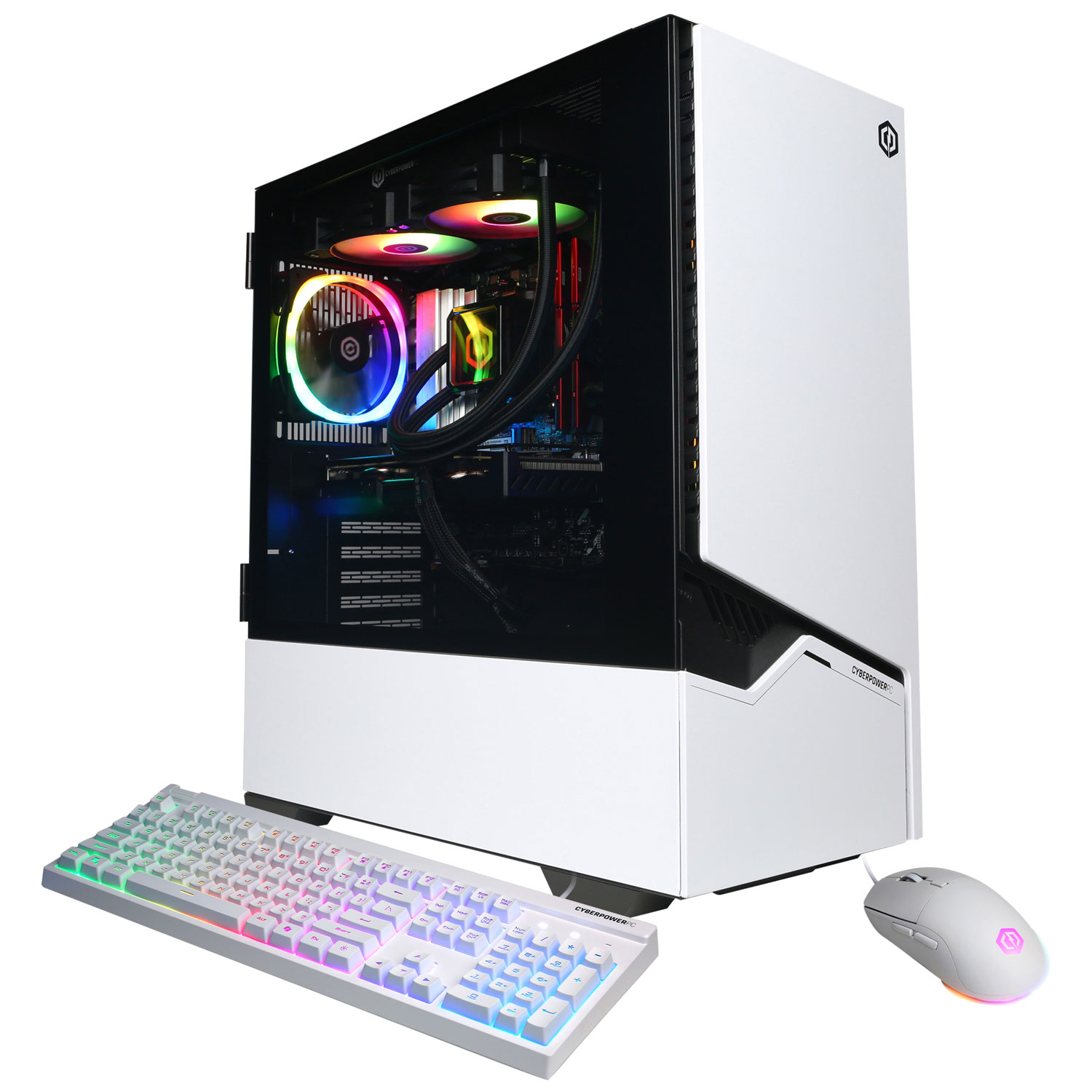 CyberPowerPC Jeu suprême Gamer PC - Blanc (AMD Ryzen 7 8700F/32GB RAM/2TB SSD/Radeon RX 9060 XT/Win11) - changements climatiques