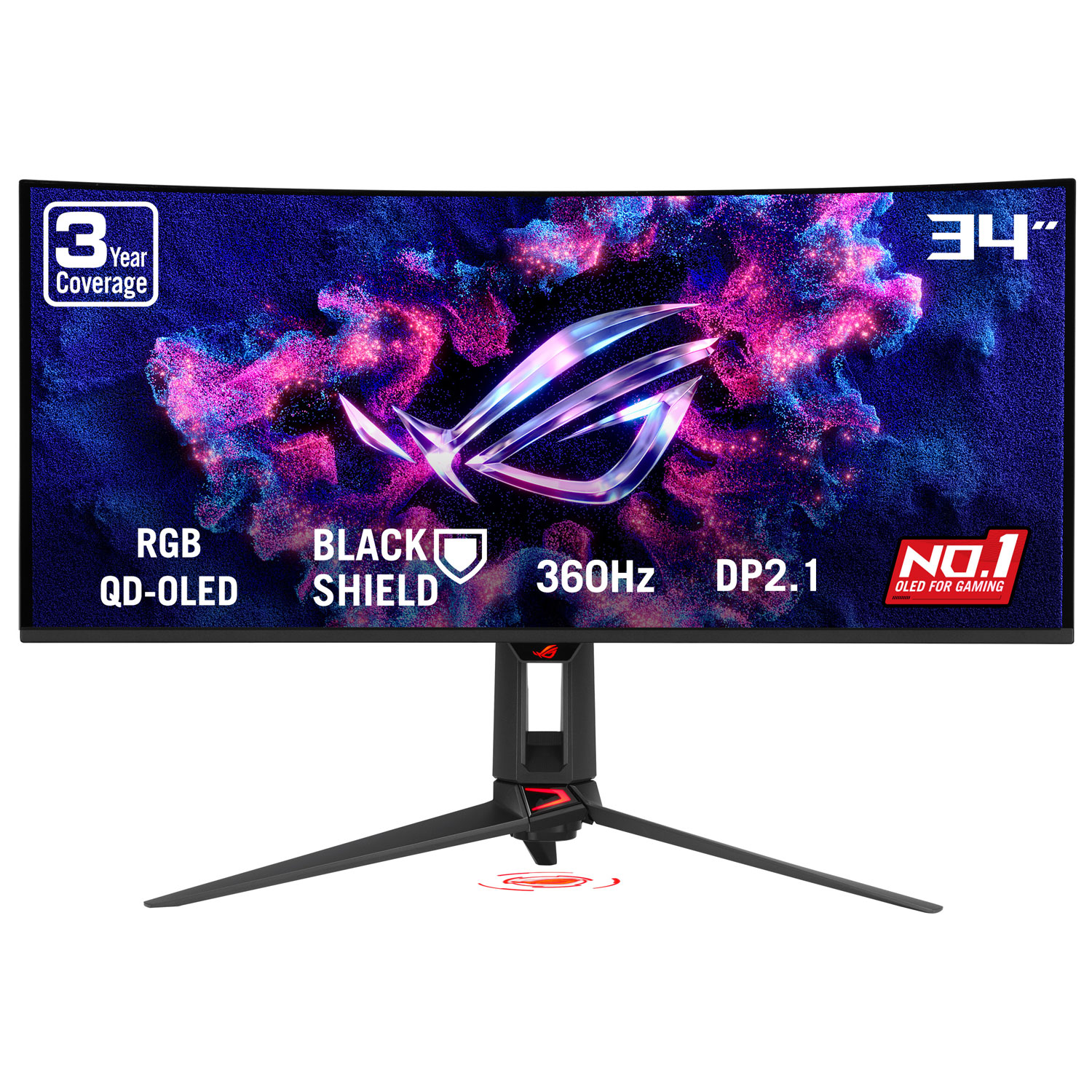 ASUS ROG Swift 34" Ultrawide Curved UWQHD QD-OLED RGB Gaming Monitor (PG34WCDN) - 0.03ms GTG - 360Hz - HDR
