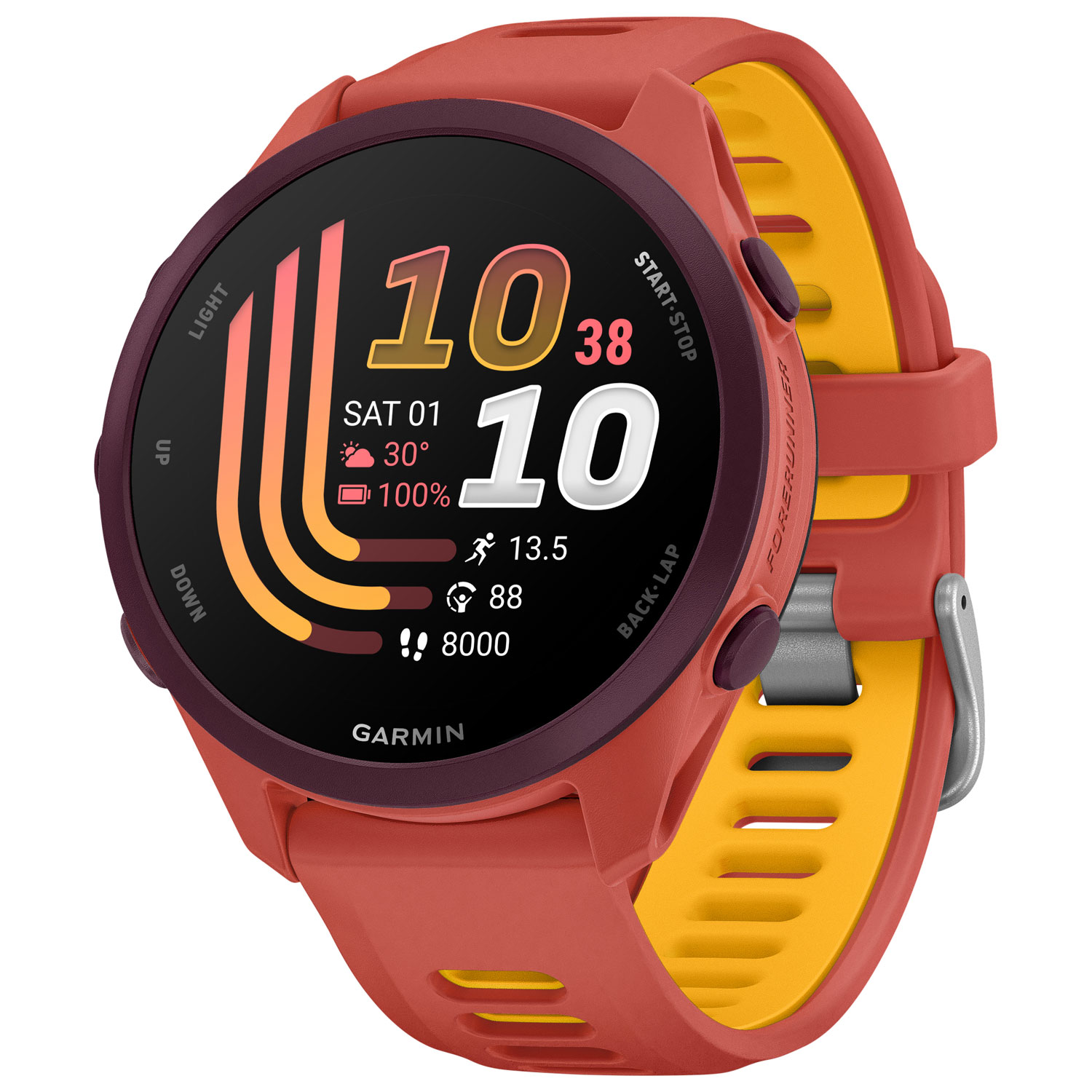 Garmin Forerunner 170 43mm Music AMOLED Bluetooth GPS Running Smartwatch - Raspberry/Mango