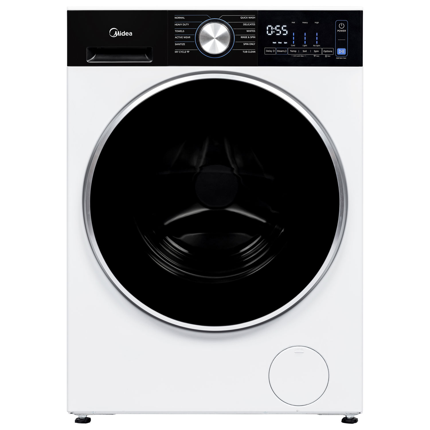 Midea 4.4 Cu. Ft. Thermopompe compacte à vent sans pliable Séchoir électrique avec détection d'humidité, prévention des rides, thermopompe & Étoile énergétique (MLHE31S2BBW) - blanc