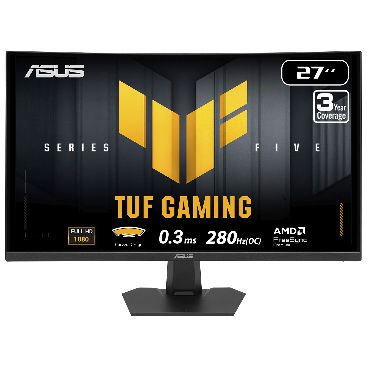 ASUS TUF 27" FHD 280Hz 1ms GTG Curved VA LED FreeSync Gaming Monitor (VG27VQM5F) - Black