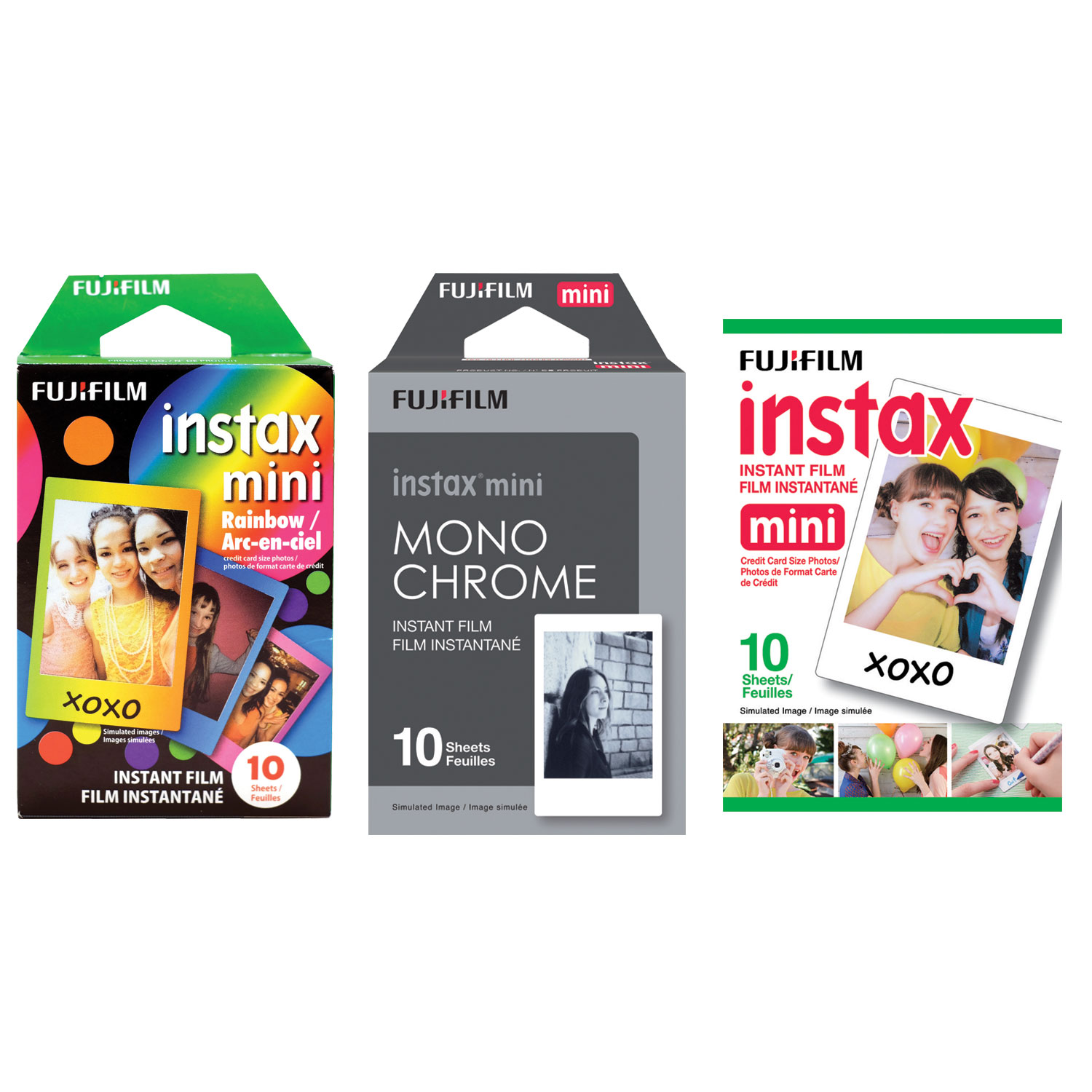 Fujifilm Instax Mini Instant Film - 30 Sheets - Black/Monochrome/Rainbow