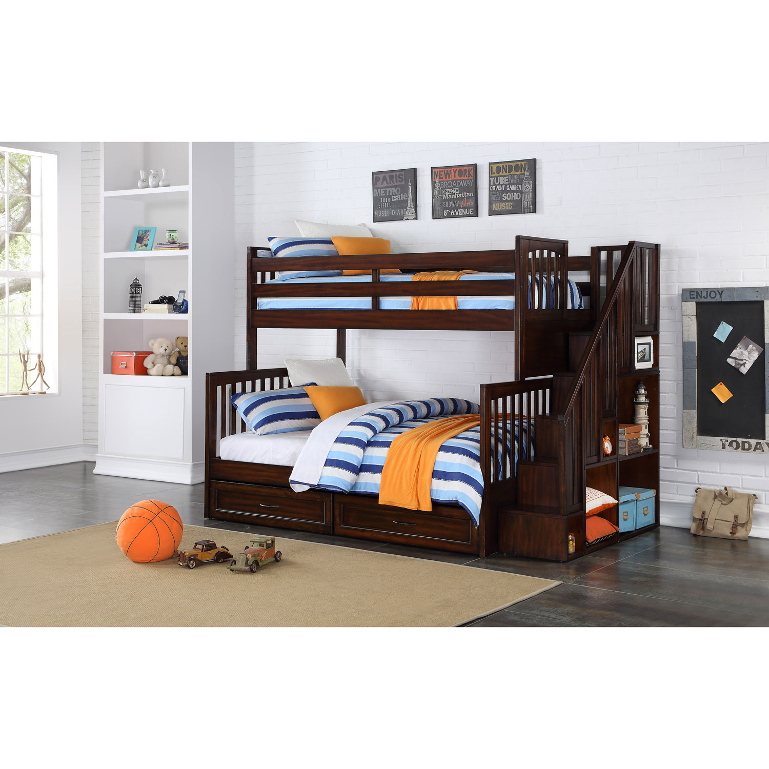 Zachary Kids Bunk Bed Twin Over Full With Storage Walnut Zachary Kids Bunk Bed Twin Over Full With Storage Walnut Only