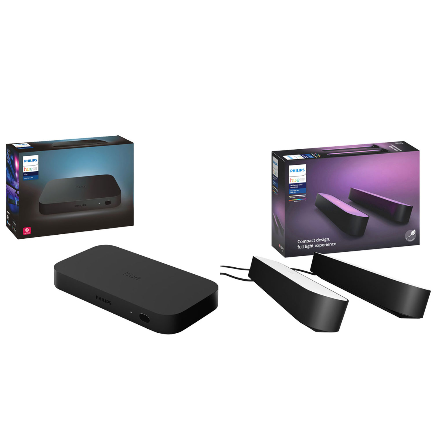 Philips Hue Play HDMI Sync Box with Smart LED Light Bar Kit (2 Pack) - Black