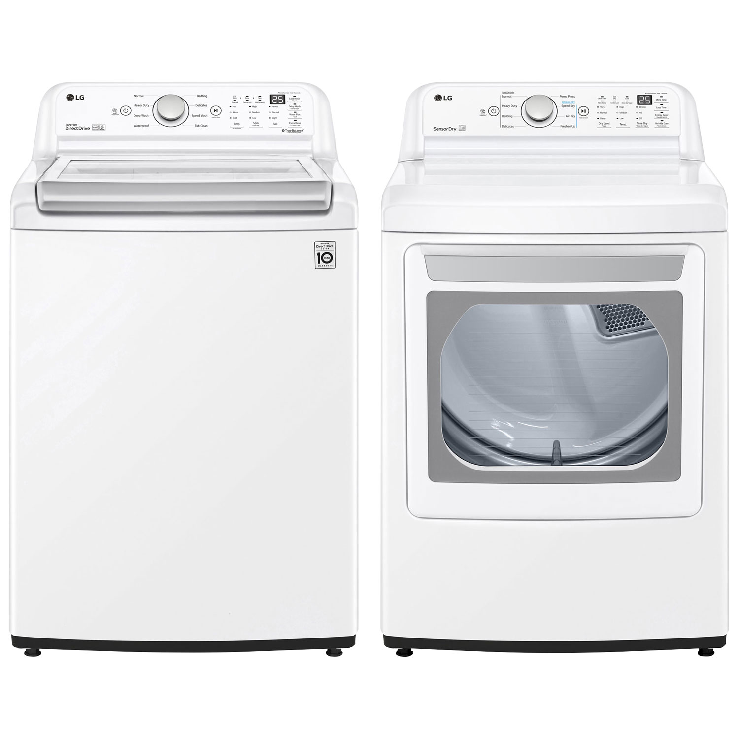 LG 5.8 Cu. Ft. HE Top Load Washer & 7.4 Cu. Ft. Electric Dryer - White