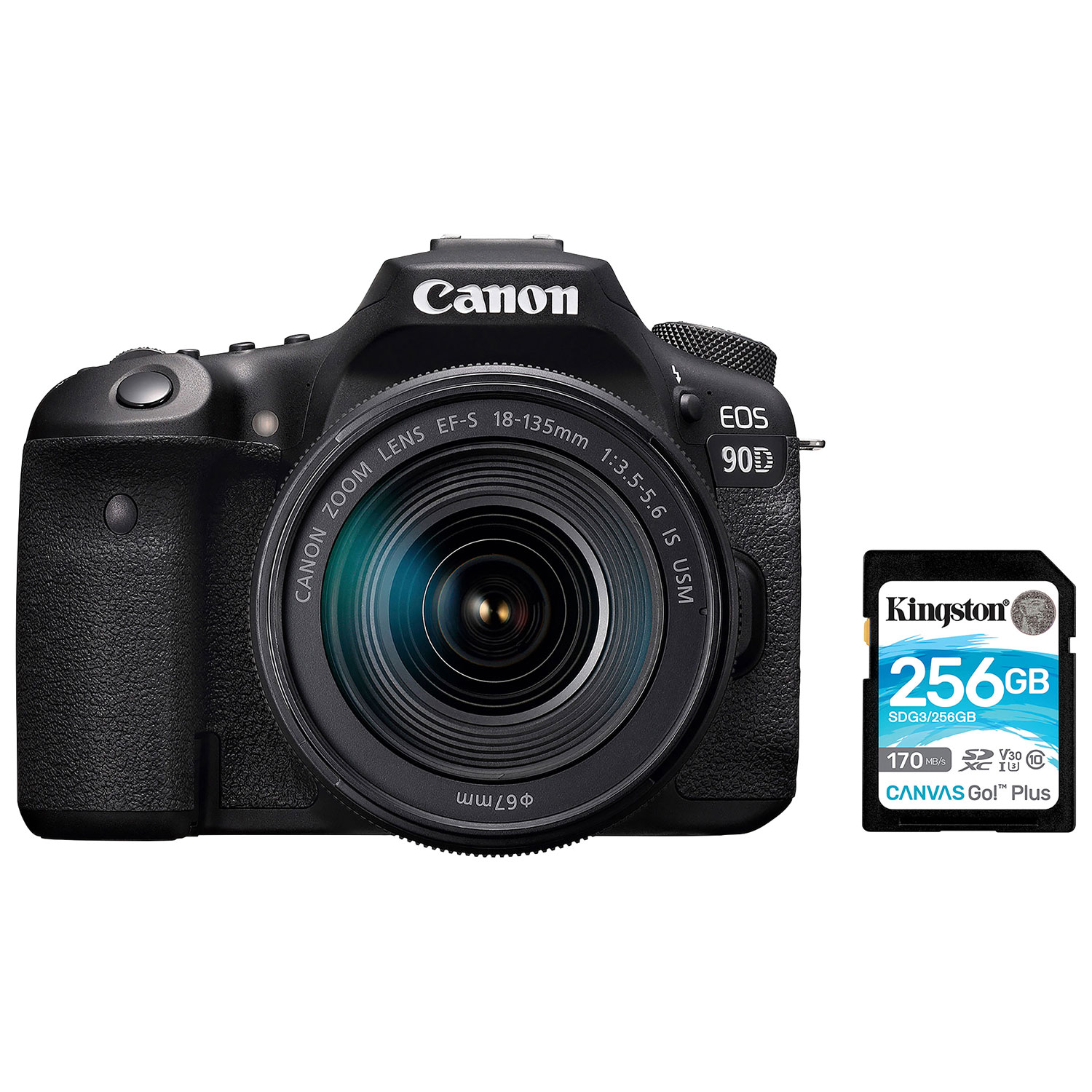 Canon EOS 90D DSLR Camera with 18-135mm IS USM Lens Kit & 256GB Memory Card