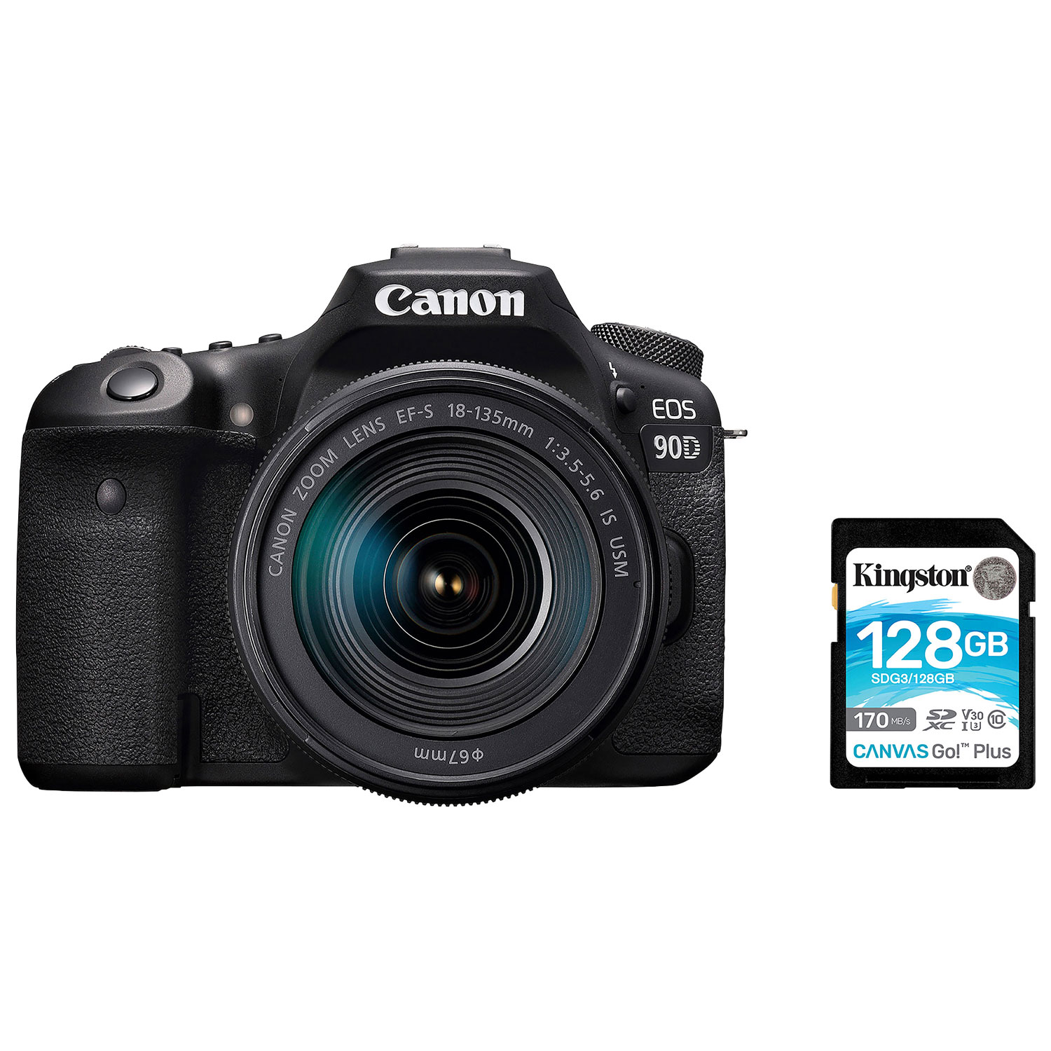 Canon EOS 90D DSLR Camera with 18-135mm IS USM Lens Kit & 128GB Memory Card
