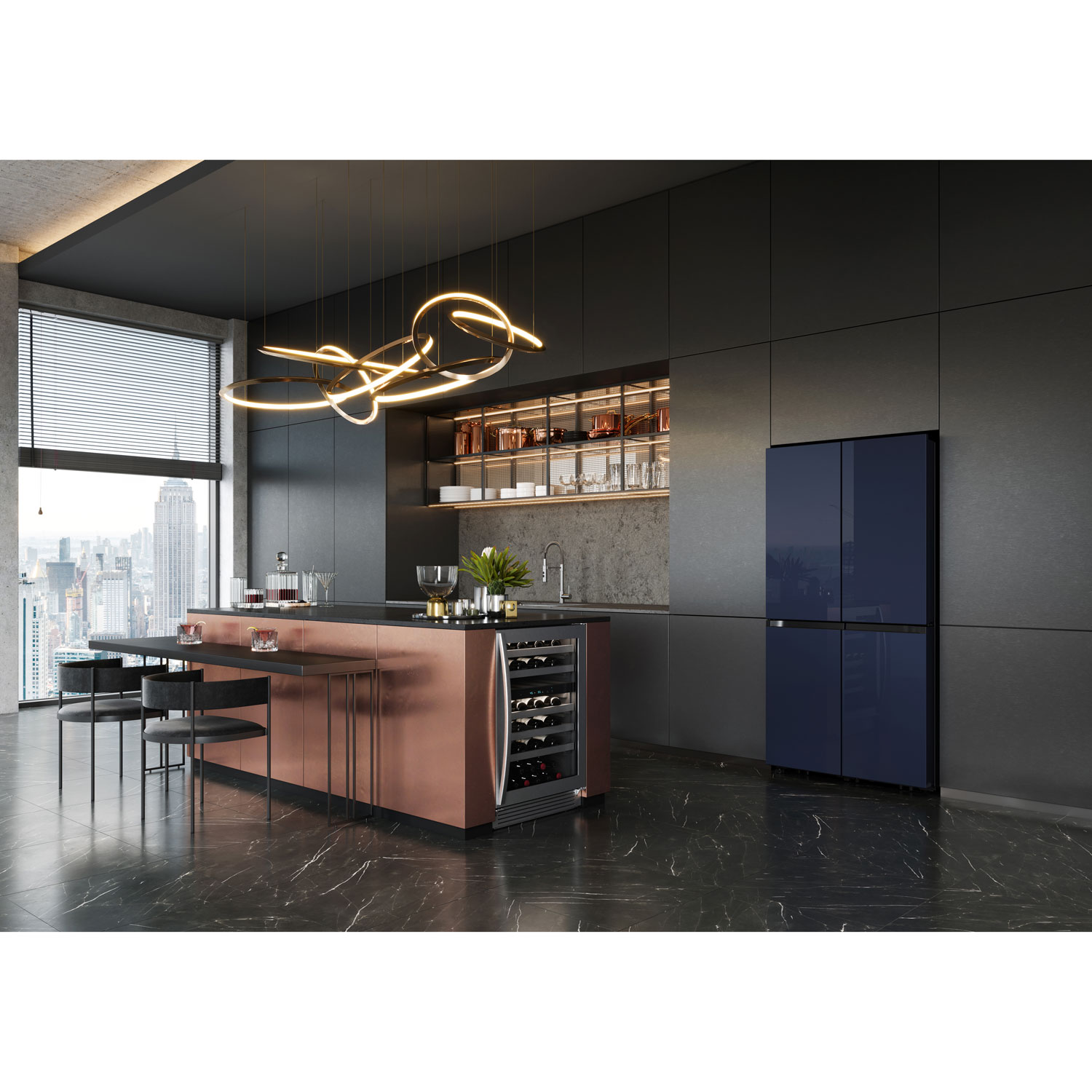 Réfrigérateur à deux portes 22,8 pi³ de 36 po BESPOKE de Samsung-Acier bleu marine