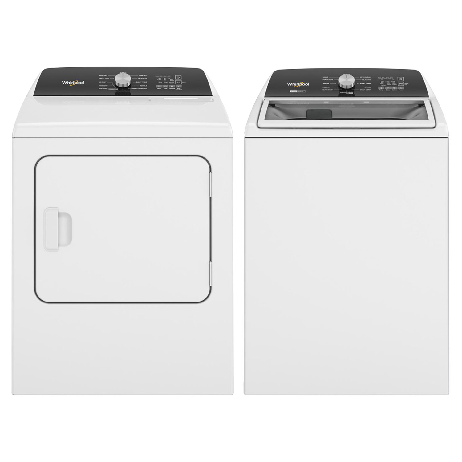 Whirlpool 5.4 cu. ft. High Efficiency Top Load Washer & 7.0 cu. ft. Electric Steam Dryer - White