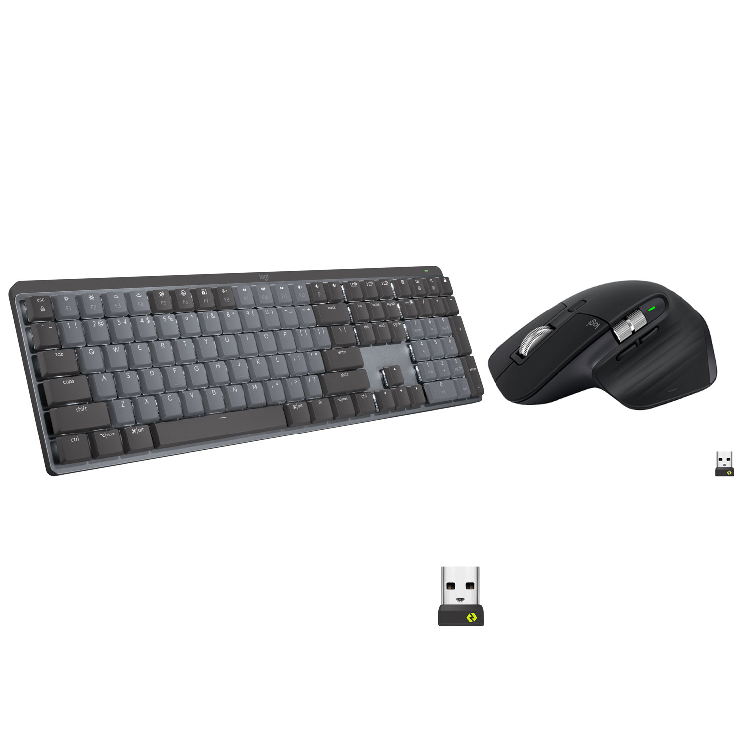 Logitech Wireless Backlit MX Mechanical Tactile Keyboard w/ Wireless Darkfield Mouse - Black/Graphite - Eng