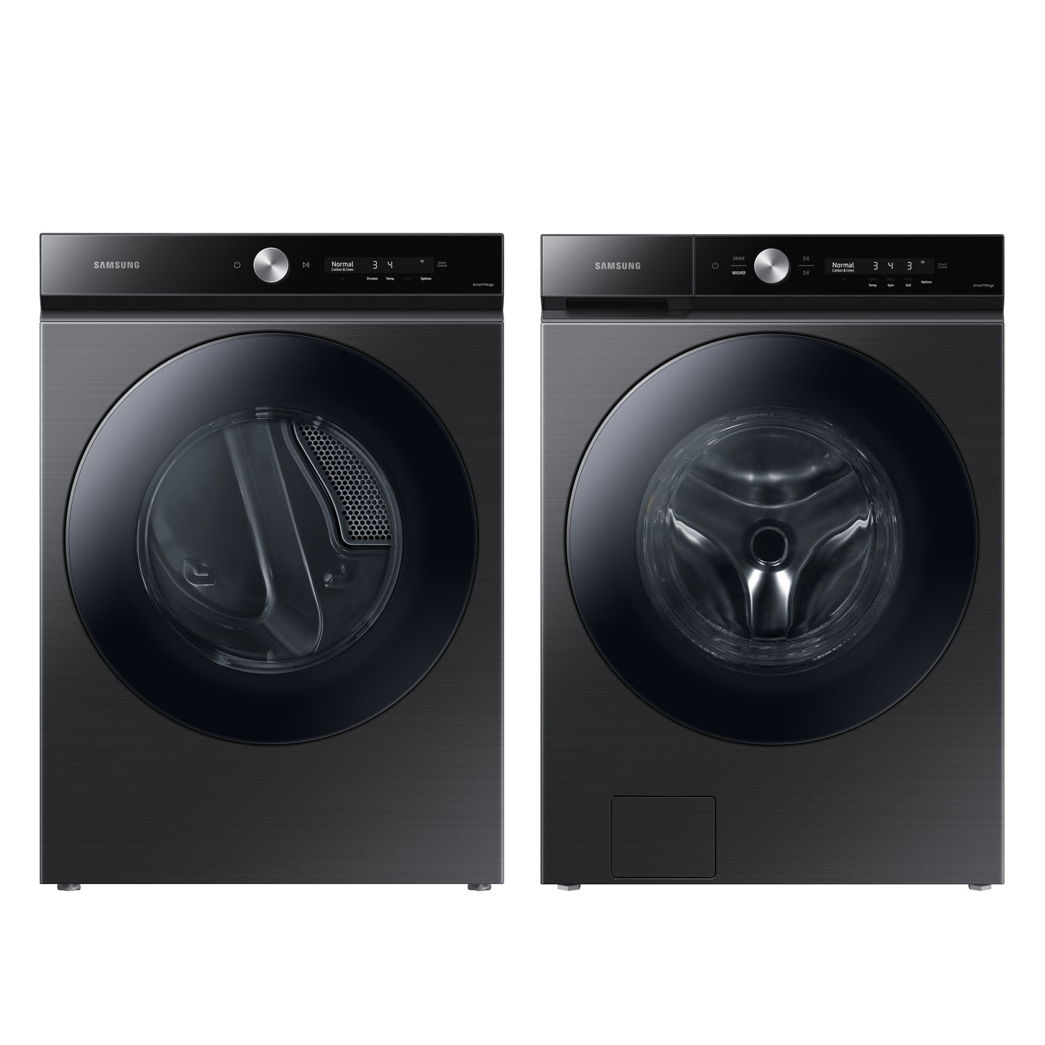Samsung Bespoke Front Load Steam Washer & Electric Steam Dryer - Black Stainless Steel