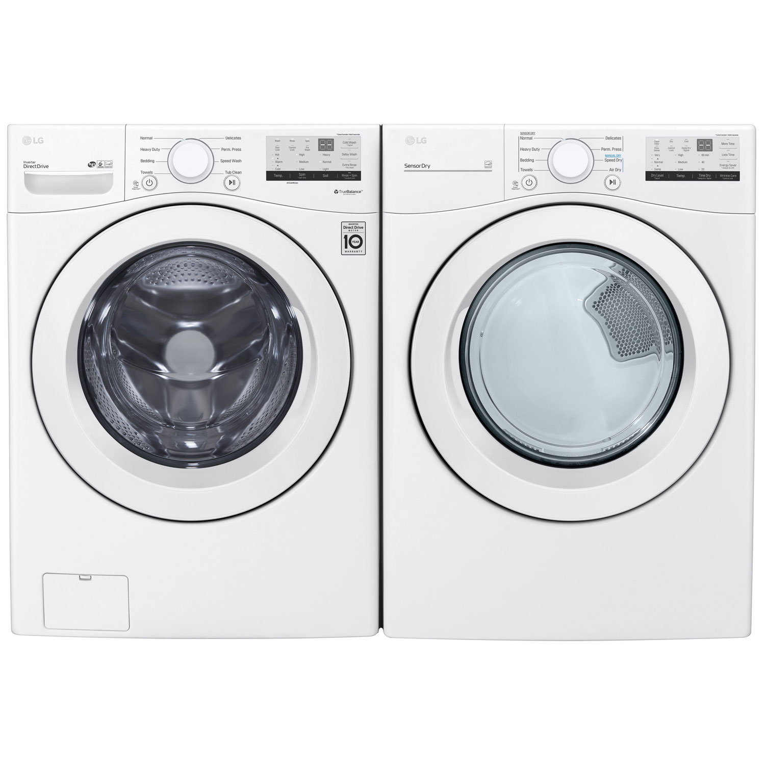 LG 5.2 Cu. Ft. High Efficiency Front Load Washer & 7.4 Cu. Ft. Electric Dryer - White