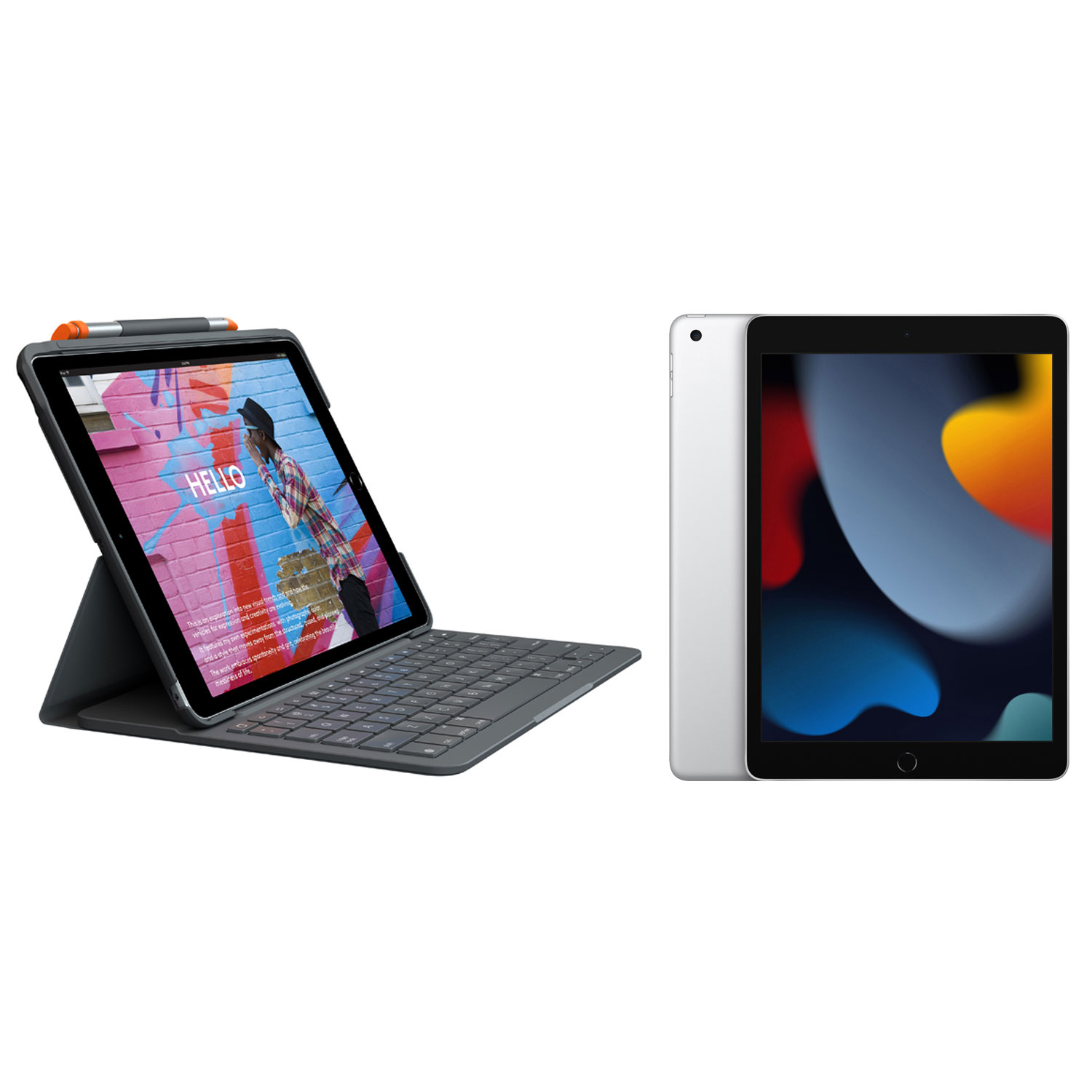 Apple iPad 10.2" 64GB with Wi-Fi (9th Generation) & Logitech Keyboard Slim Folio Case - Silver