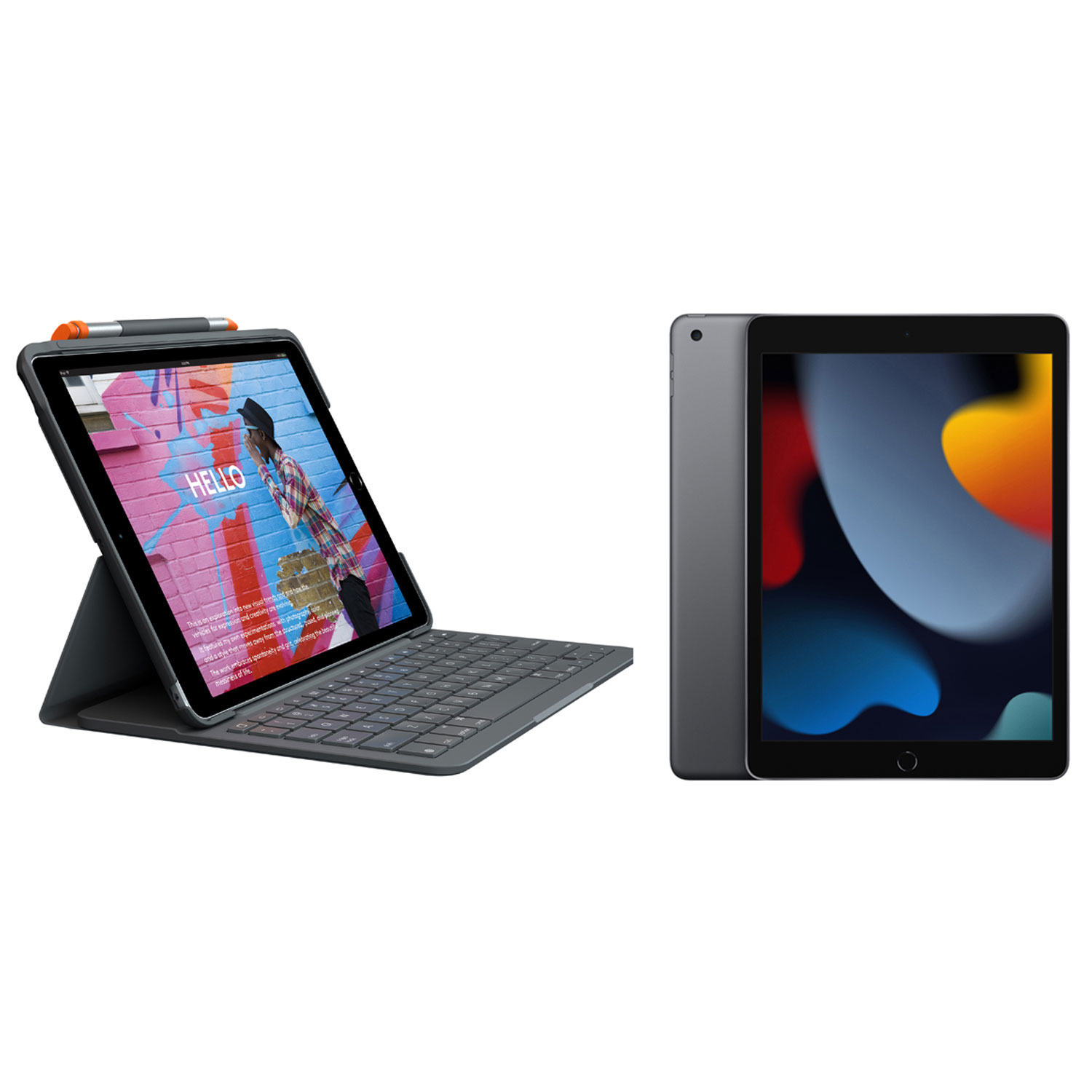 Apple iPad 10.2" 256GB with Wi-Fi (9th Generation) & Logitech Keyboard Slim Folio Case - Space Grey