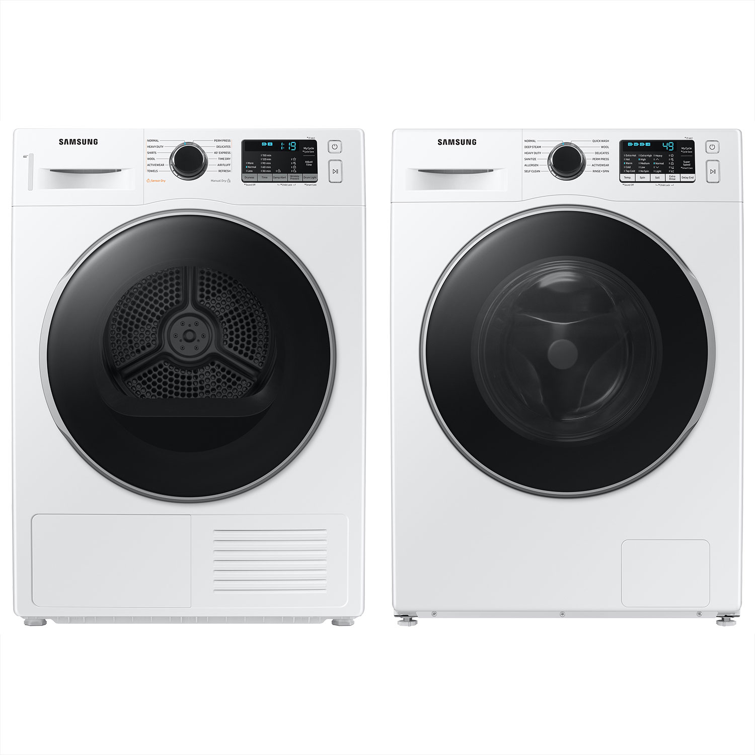 Samsung 2.9 Cu. Ft. High Efficiency Front Load Steam Washer & 4.0 Cu. Ft. Electric Dryer - White