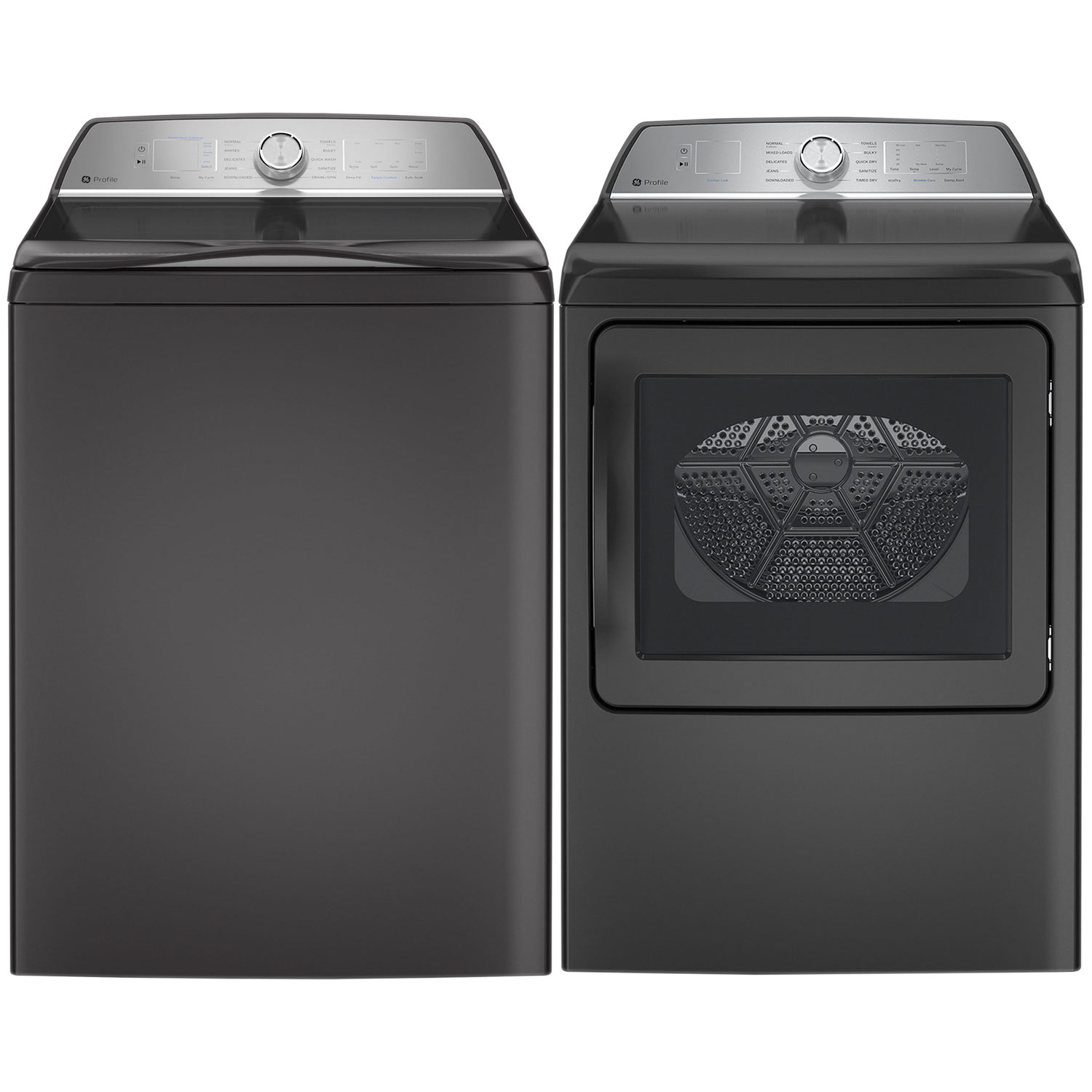 GE Profile 5.8 Cu. Ft. High Efficiency Top Load Washer & 7.4 Cu. Ft. Electric Dryer - Diamond Grey