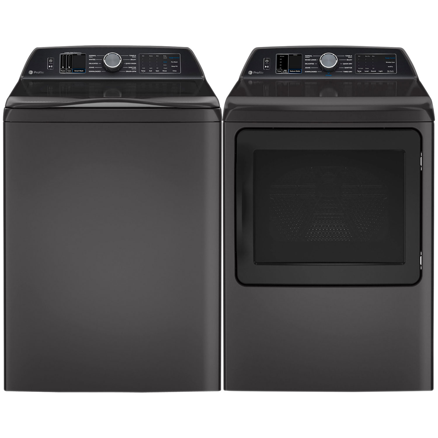 GE Profile 6.2 Cu. Ft. High Efficiency Top Load Washer & 7.4 Cu. Ft. Electric Steam Dryer - Diamond Grey