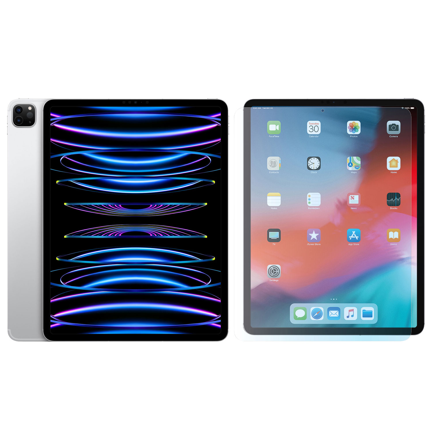 Apple iPad Pro 12.9" 128GB Wi-Fi (6th Generation) with Milano Glass Screen Protector - Silver