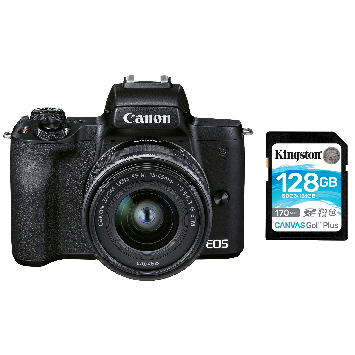 Canon EOS M50 Mark II Mirrorless Camera with 15-45mm IS STM Lens Kit with 128GB Memory Card