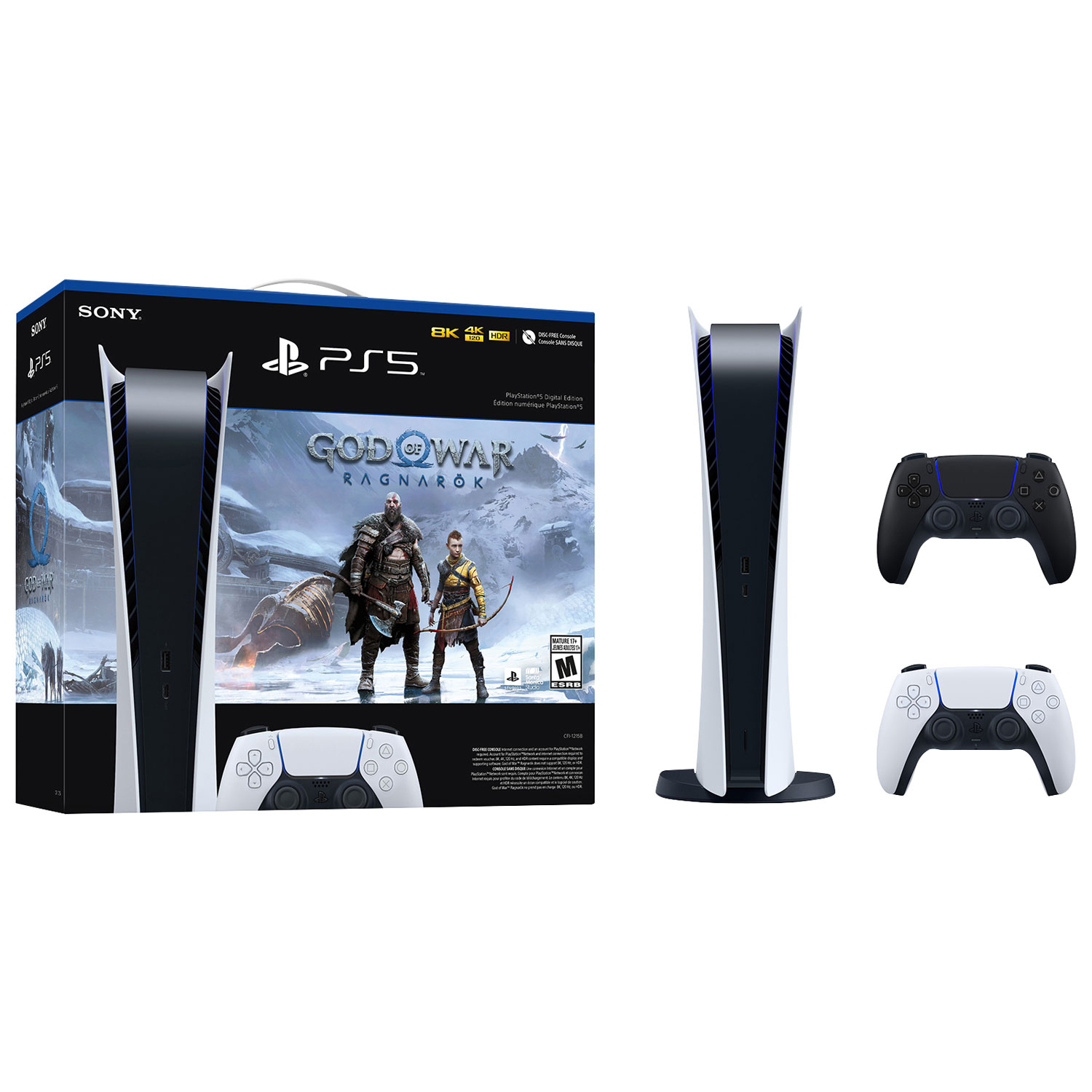 PlayStation 5 Digital Edition God of War Ragnarok Bundle with Extra DualSense Controller - Midnight Black