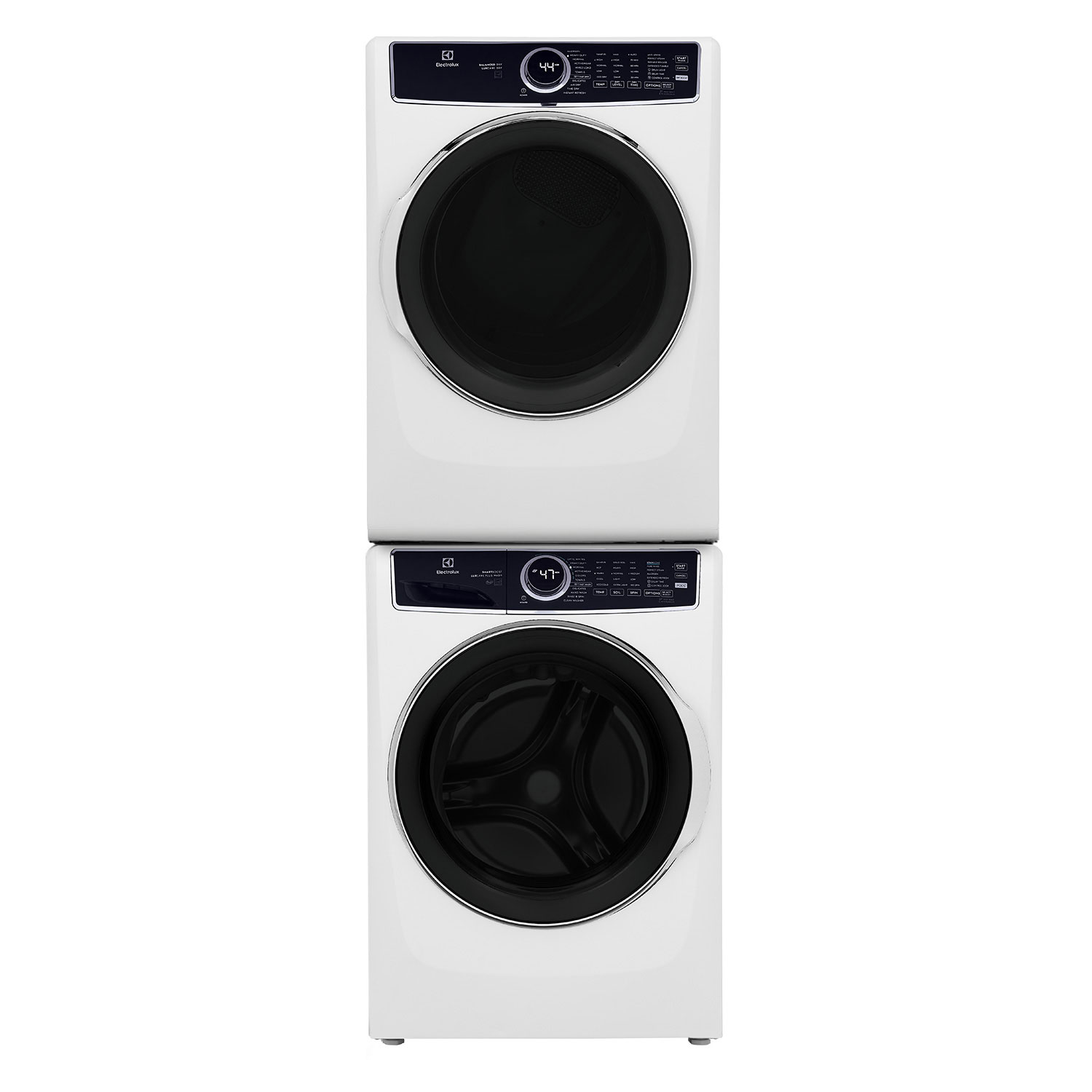 Electrolux 5.2 Cu Ft Front Load Steam Washer & 8 Cu Ft Electric Steam Dryer w/ Stacking Kit - White