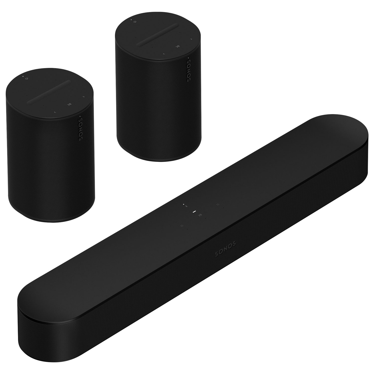 Sonos Beam (2nd Gen) Sound Bar & 2 Era 100 Multi-Room Speakers - Black